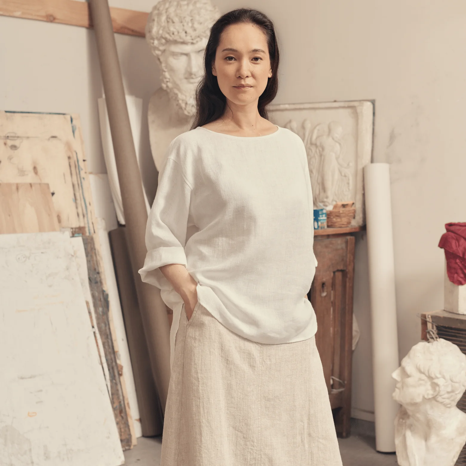 Optical White Linen Bilberry Top - Image 5