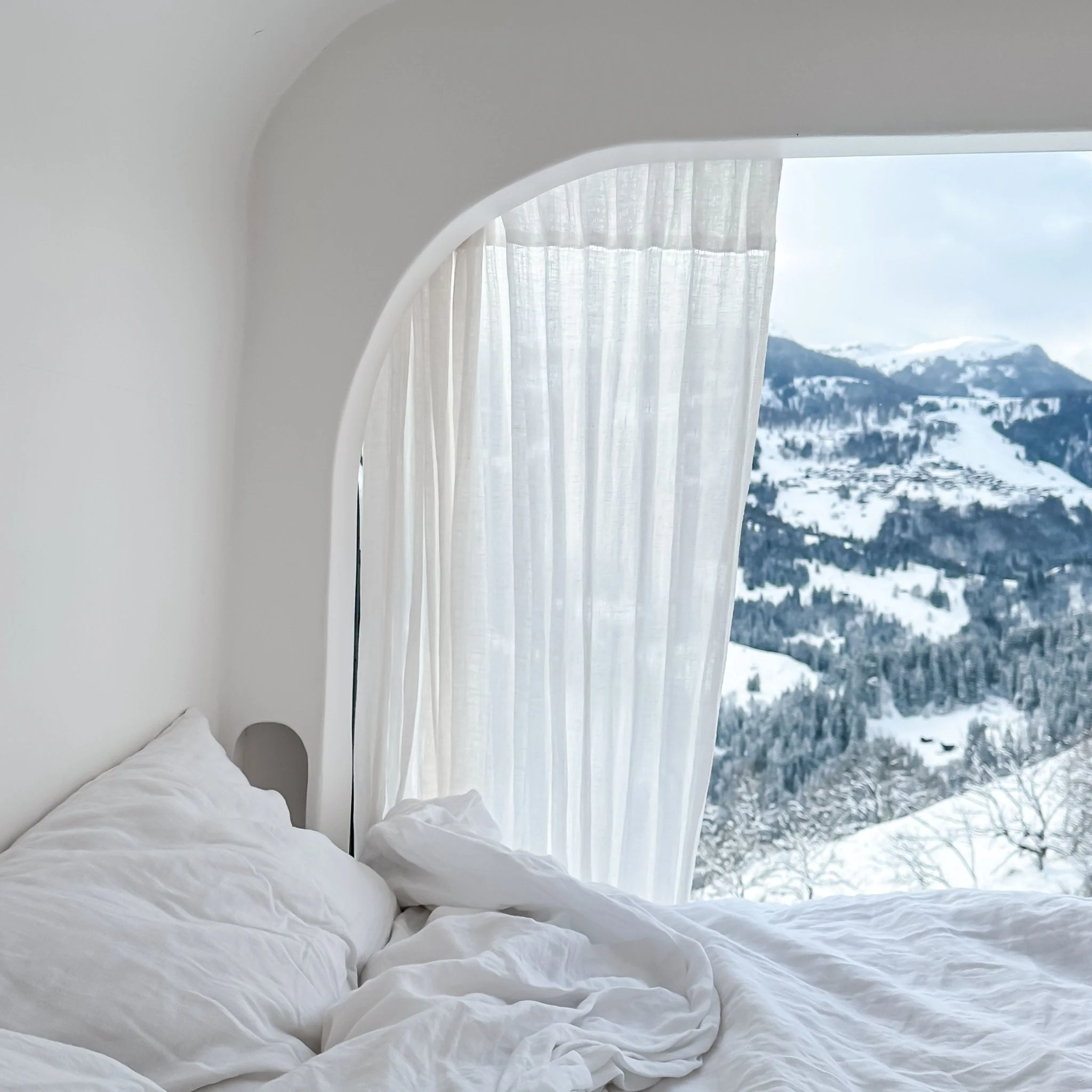 Optical White Linen Daytime Rod Pocket Curtain Set of 2 - Image 3
