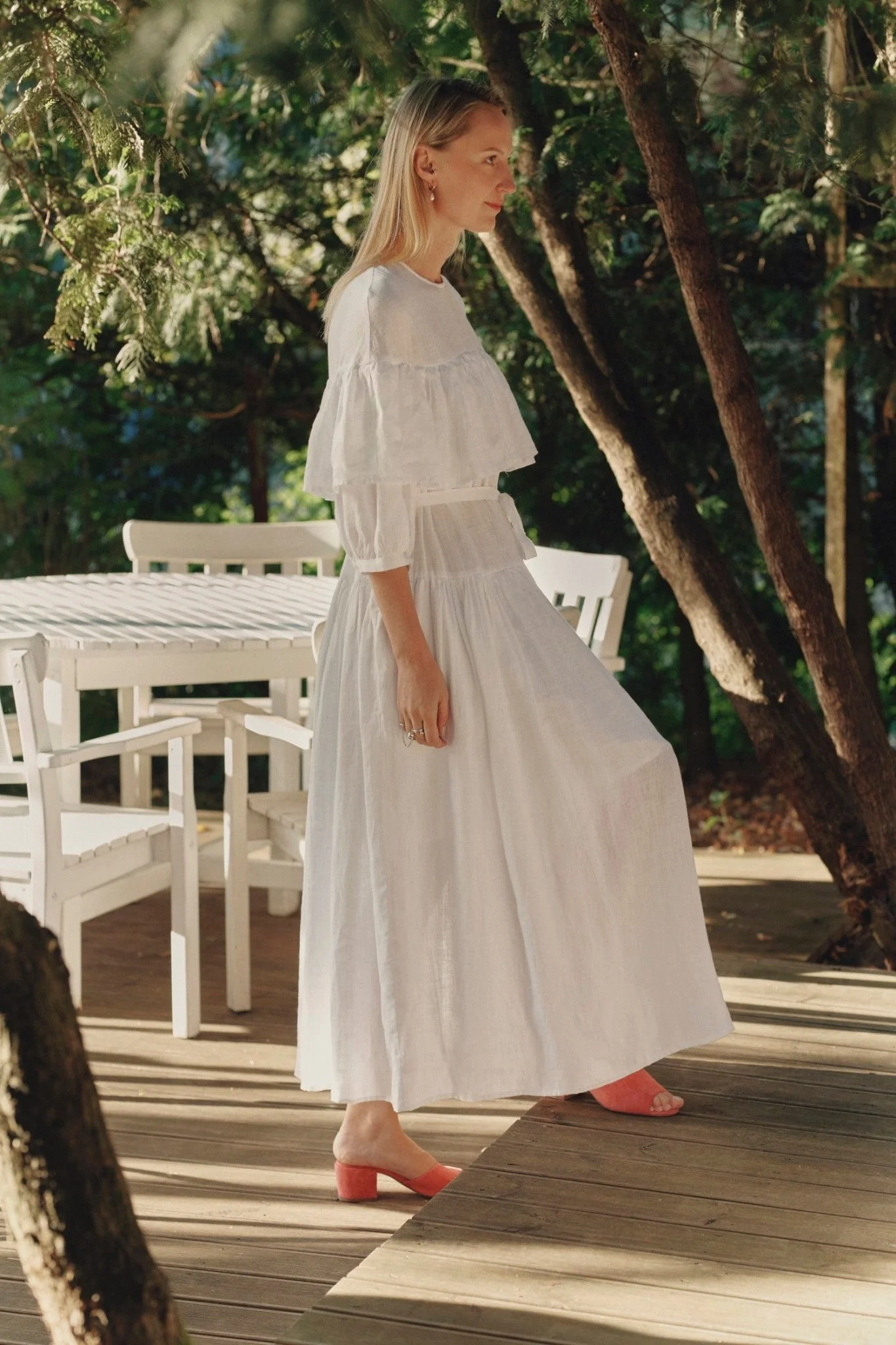 Optical White Linen Fantasia Dress - Image 3