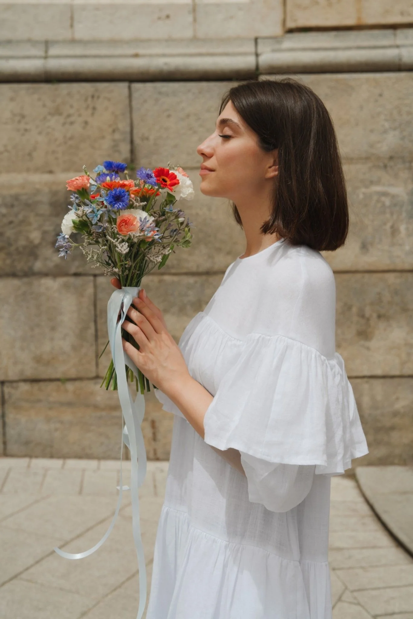 Optical White Linen Fantasia Dress - Image 6