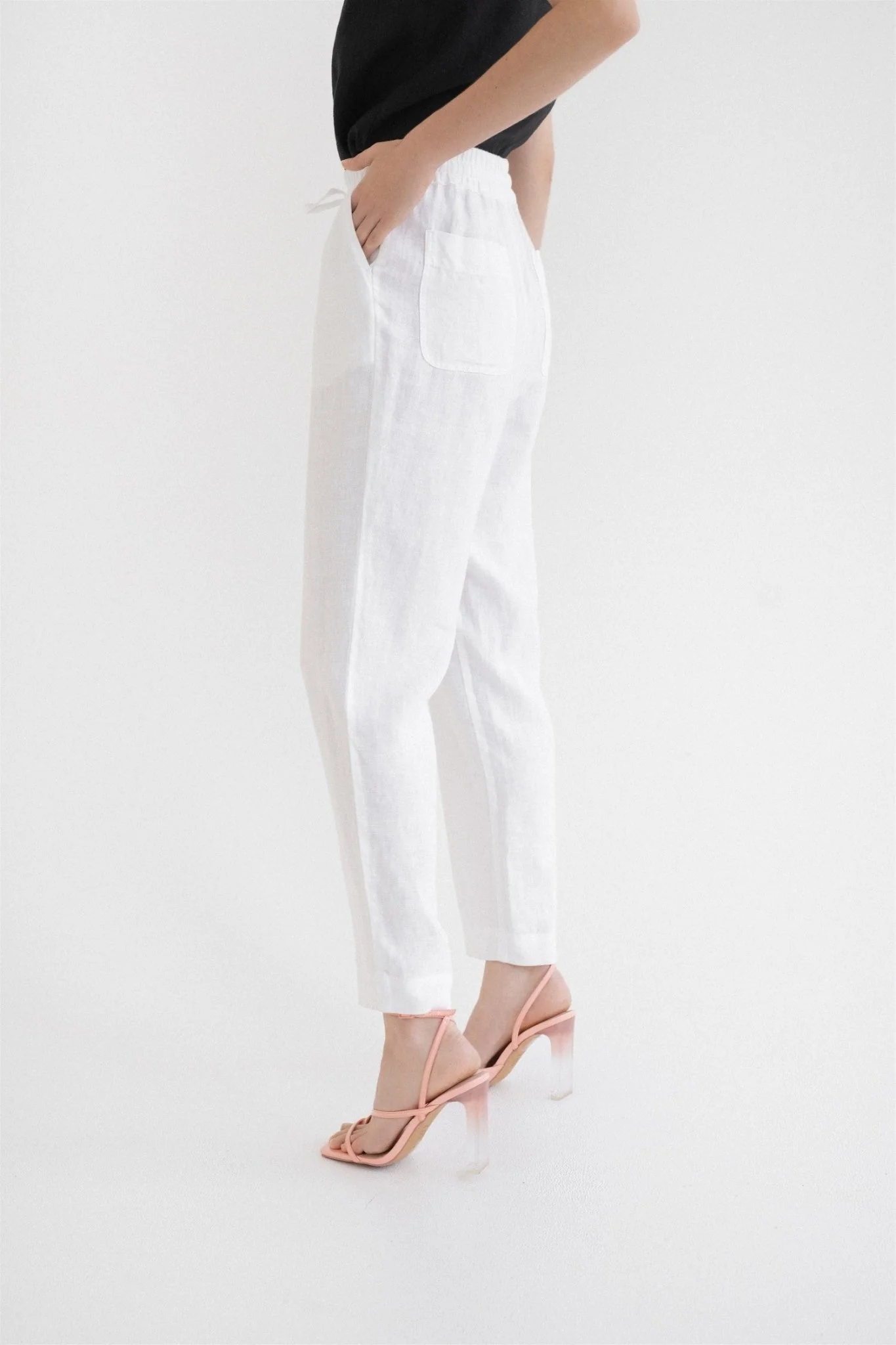 Optical White Linen Octave Trousers - Image 3