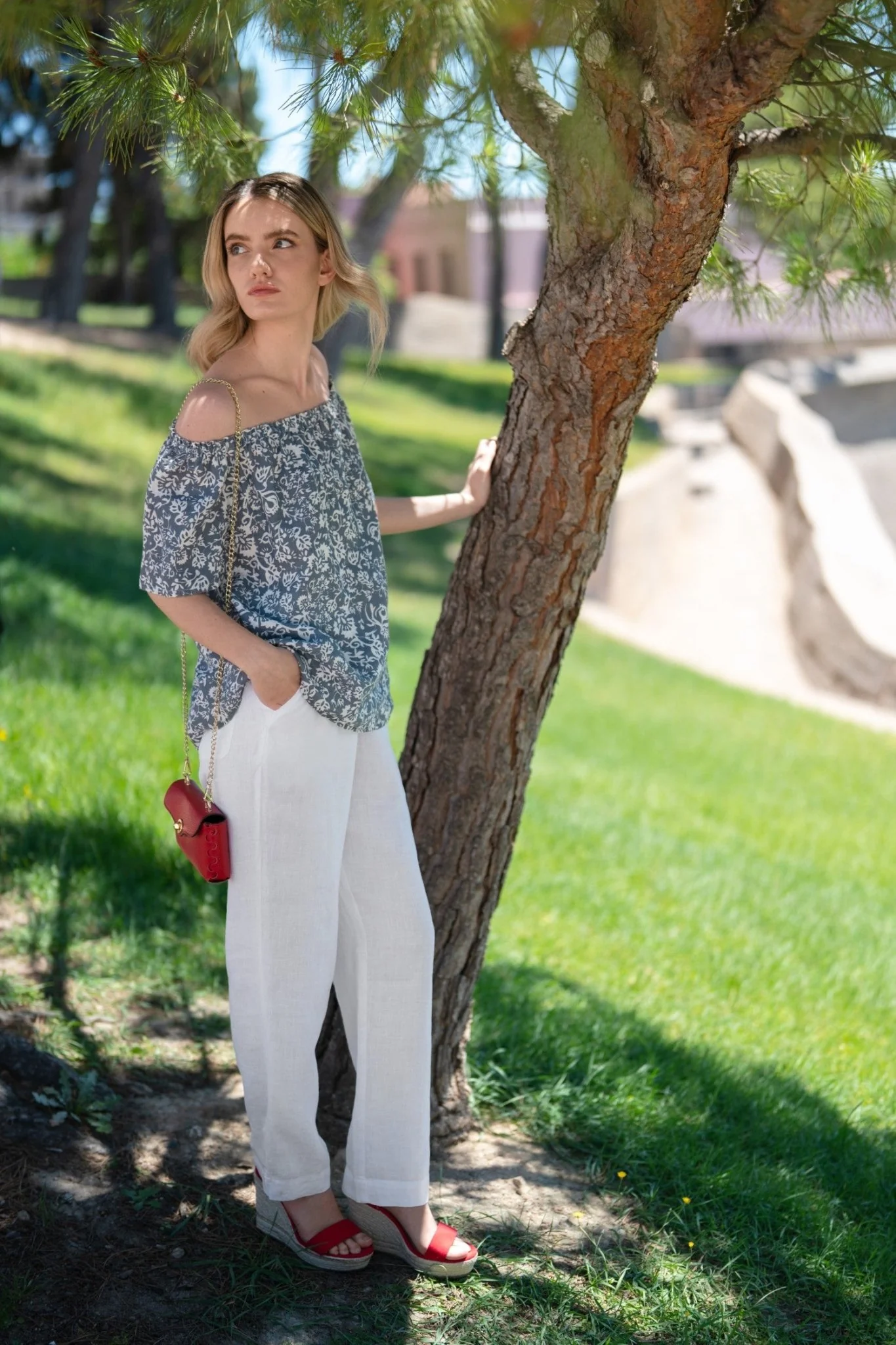 Optical White Linen Octave Trousers - Image 4