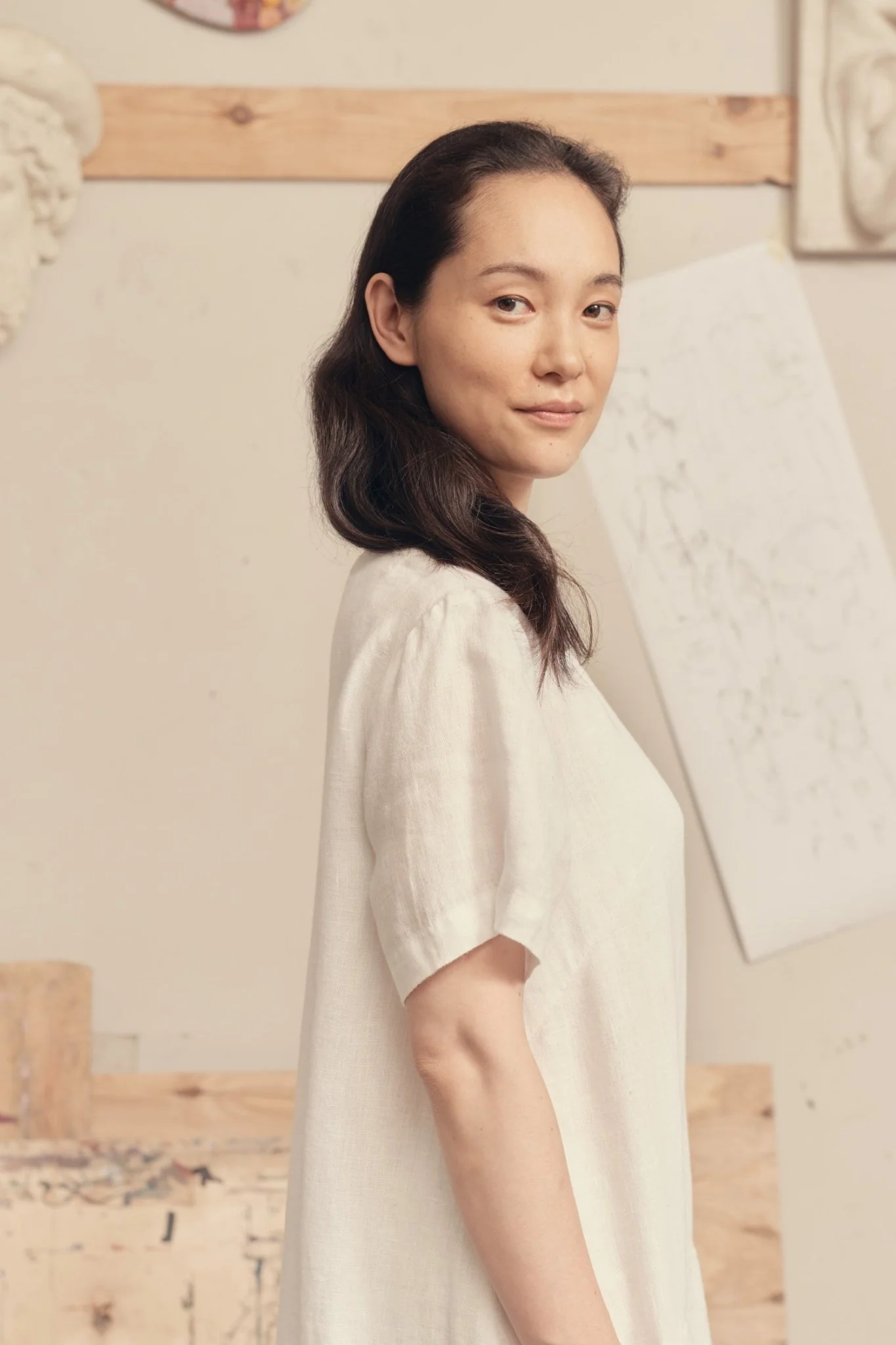 Optical White Linen Speedwell Dress - Image 4