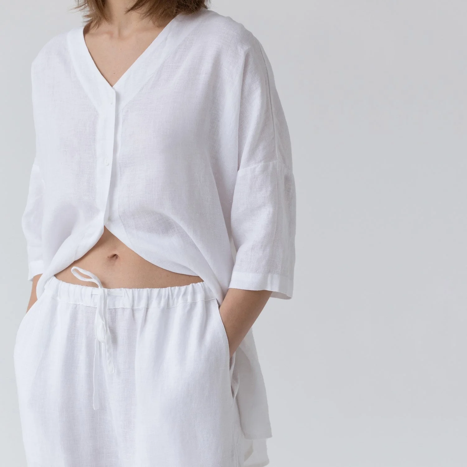 Optical White Linen Primrose Loungewear Set - Image 4