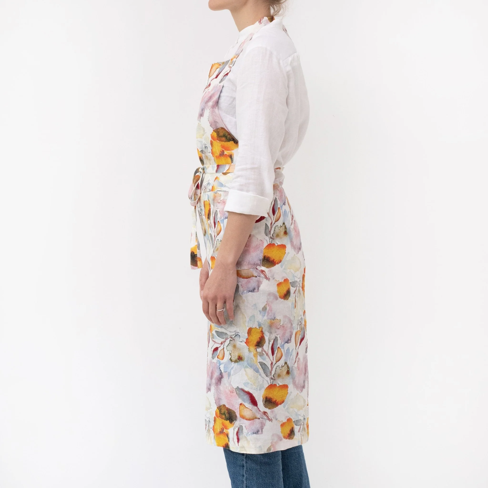 LIMITED EDITION Orange Flow Linen Chef Apron - Image 2