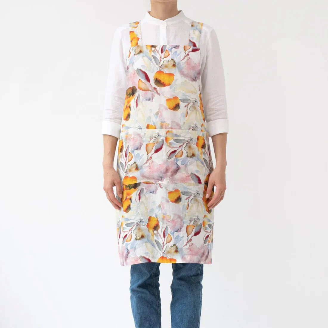 LIMITED EDITION Orange Flow Linen Crossback Apron
