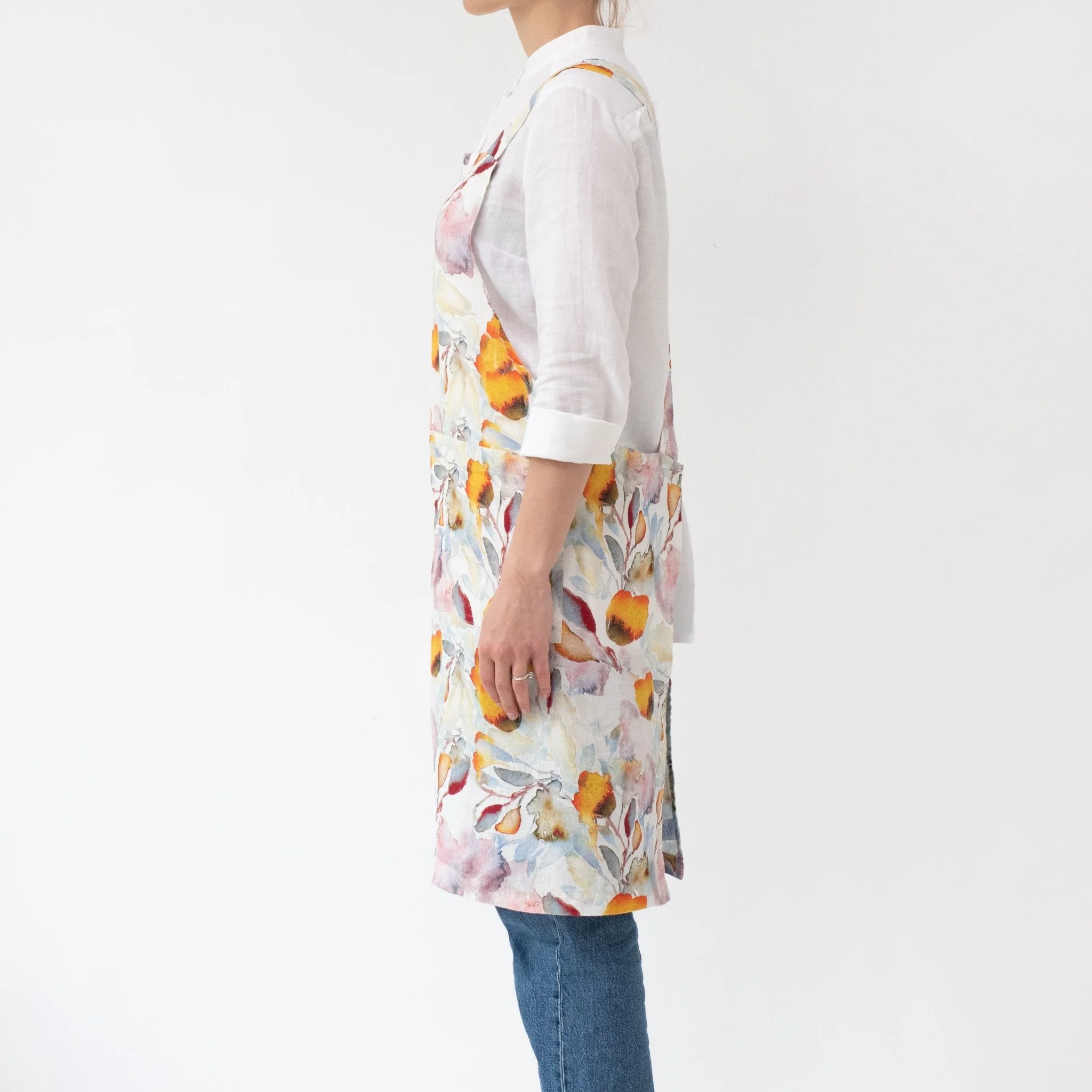 LIMITED EDITION Orange Flow Linen Crossback Apron - Image 2