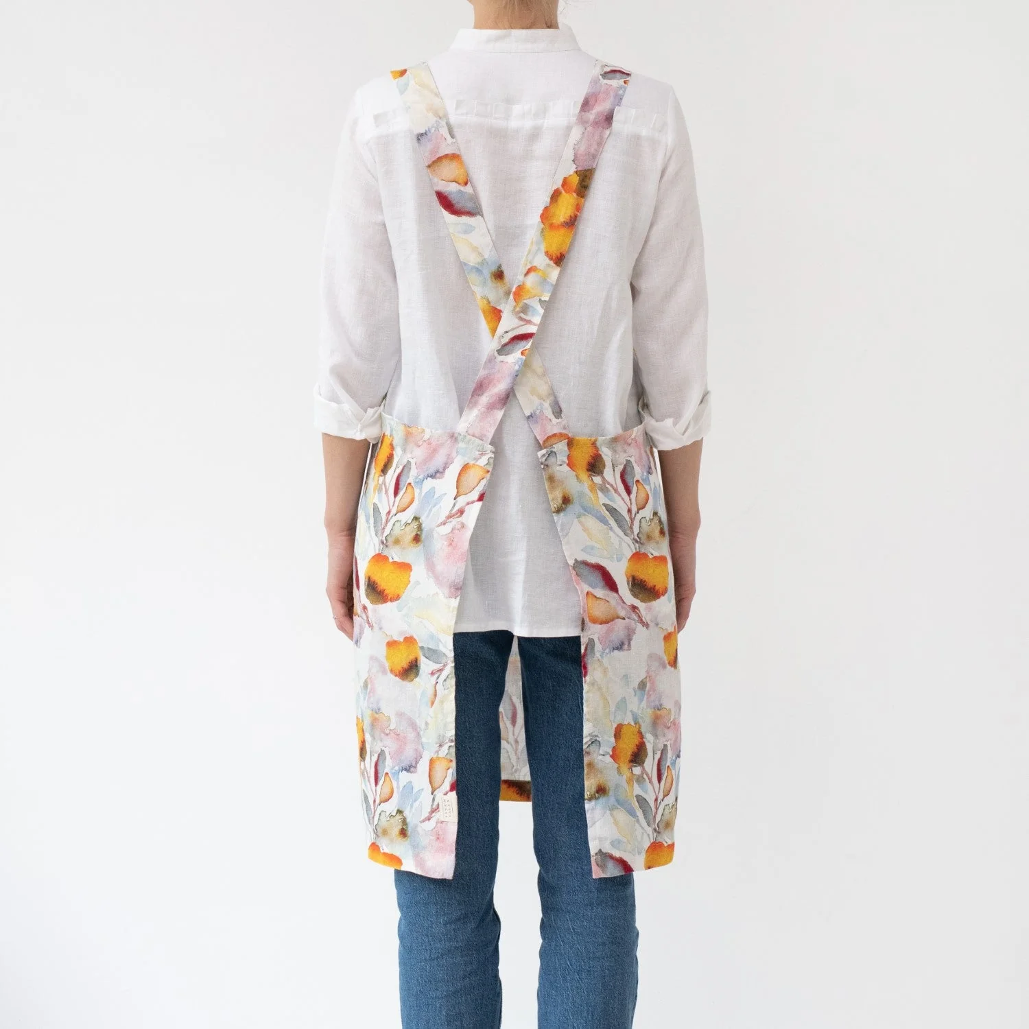 LIMITED EDITION Orange Flow Linen Crossback Apron - Image 3