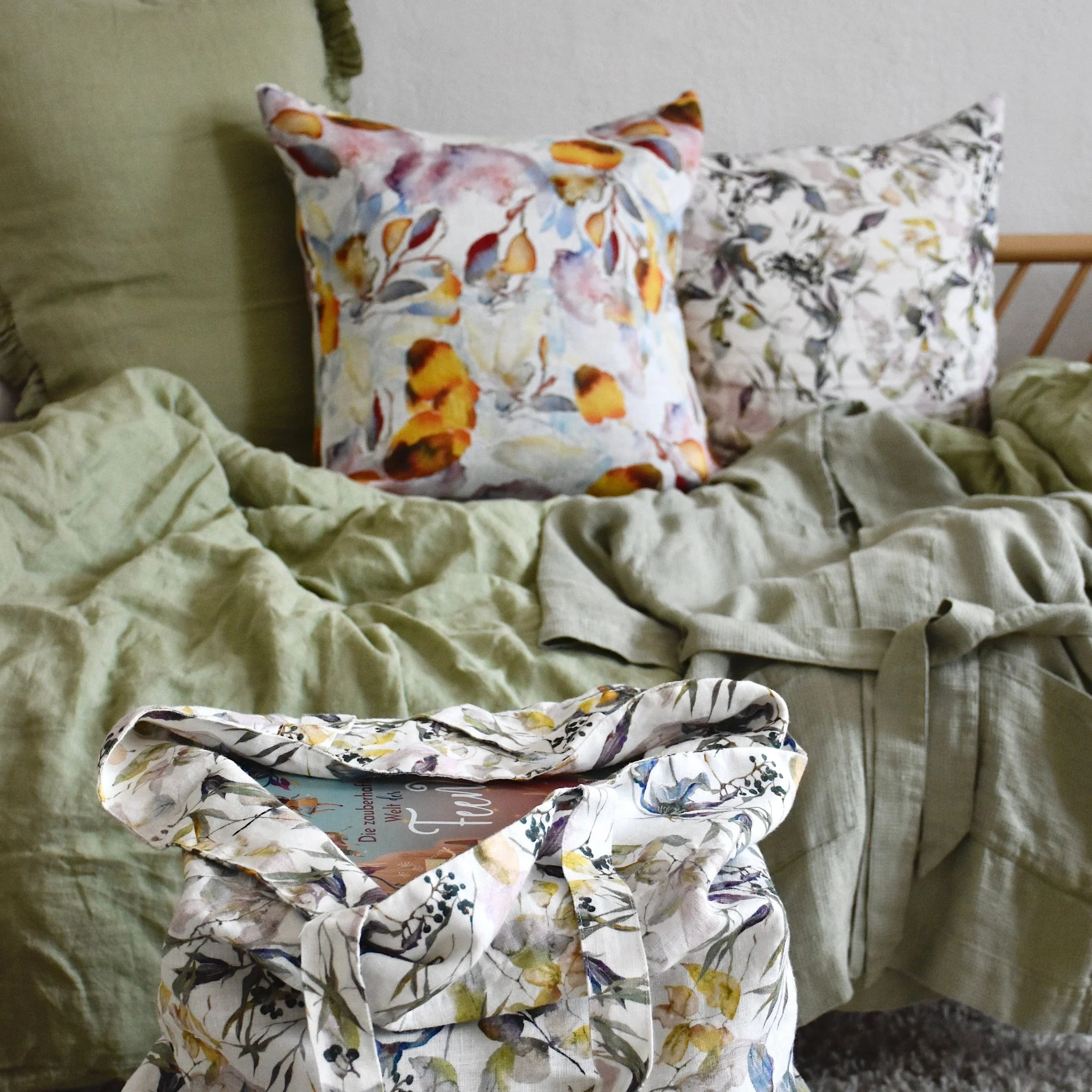 LIMITED EDITION Orange Flow Linen Cushion Cover - Image 2