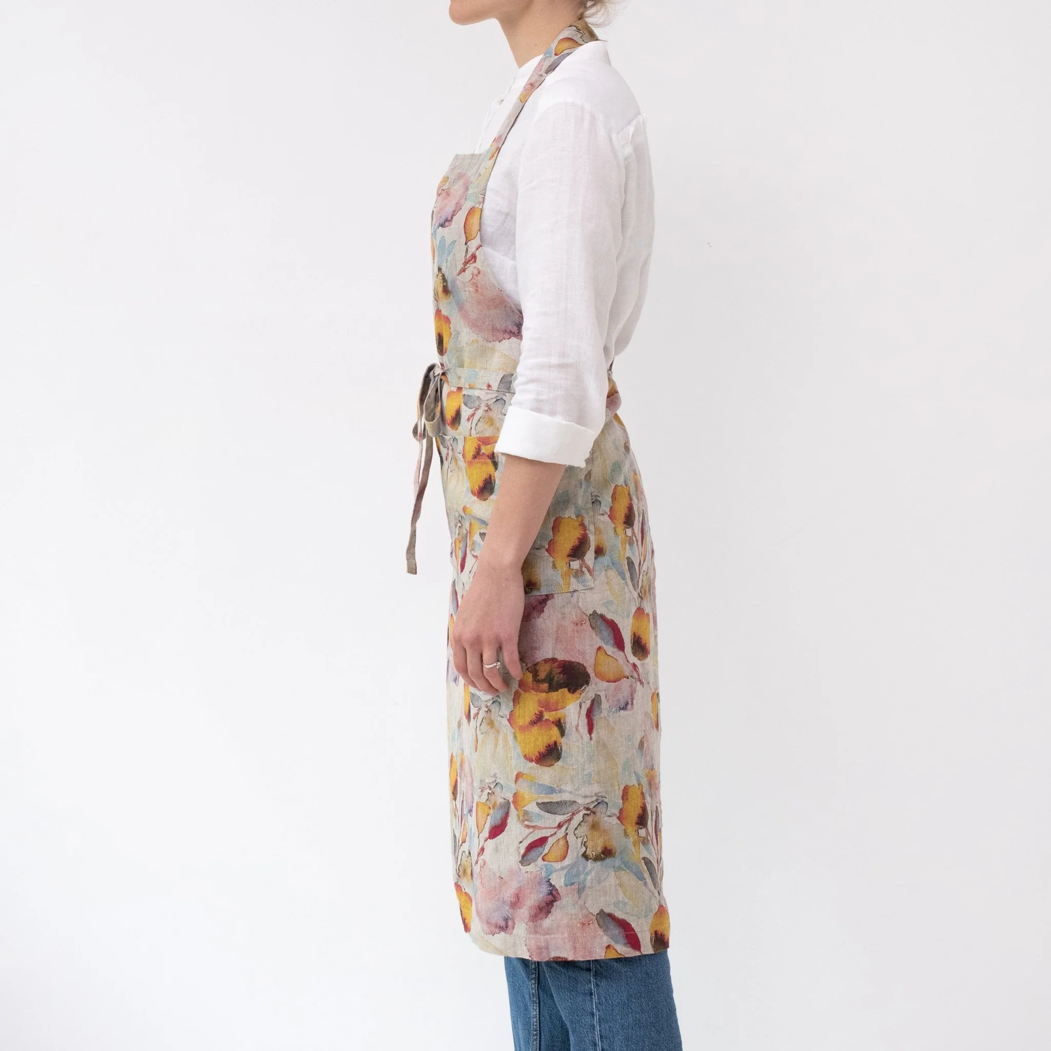 Orange Flow on Natural Linen Chef Apron - Image 2