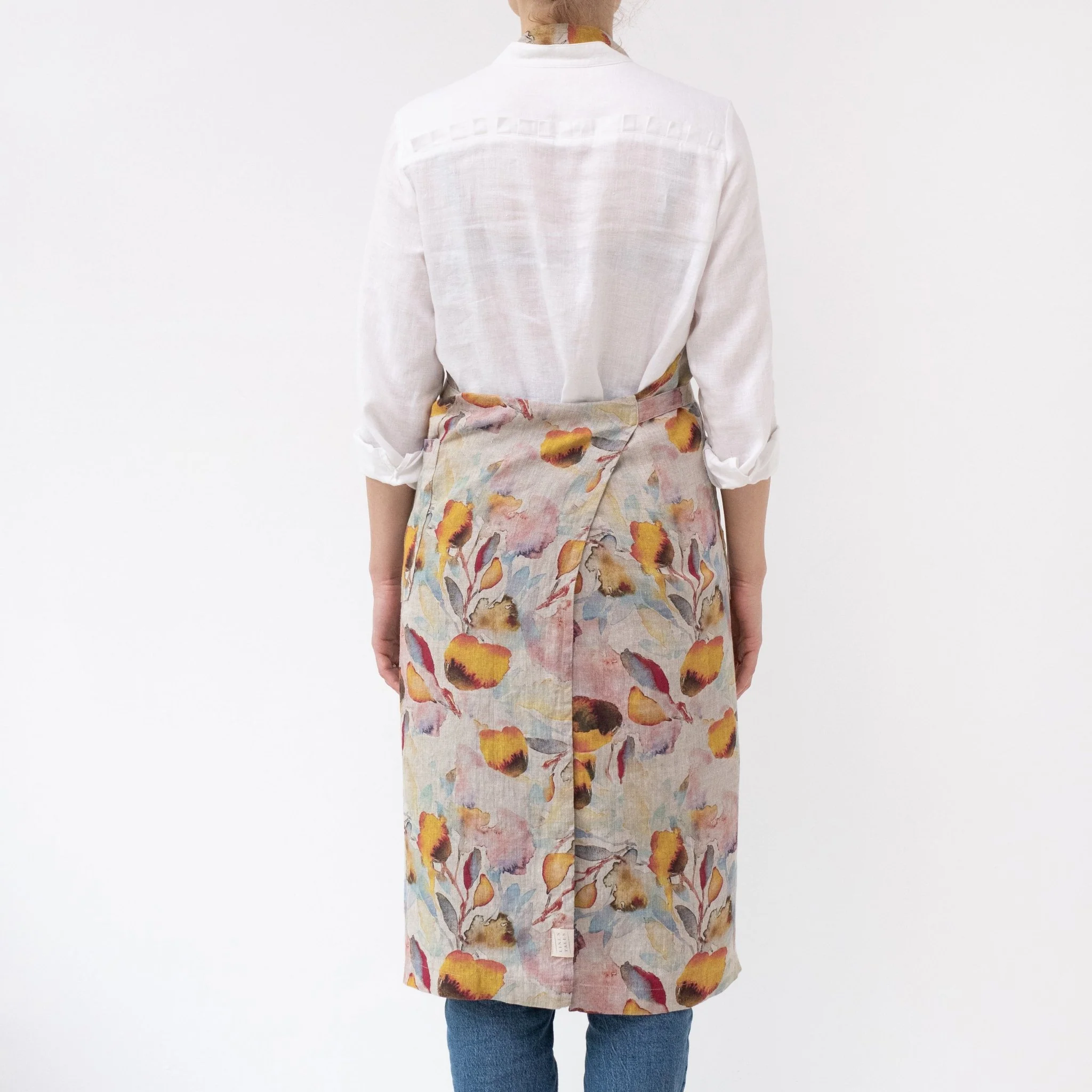 Orange Flow on Natural Linen Chef Apron - Image 3