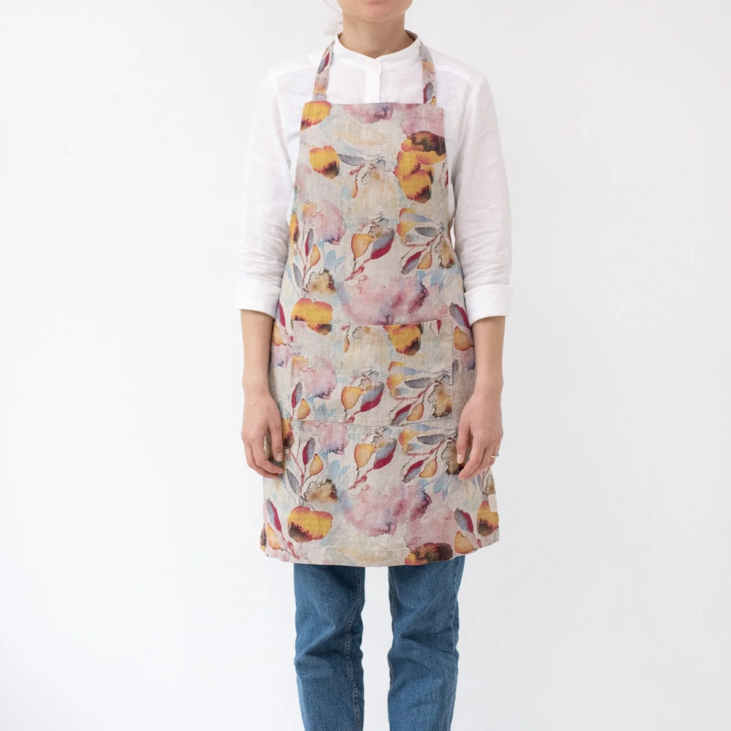 Orange Flow on Natural Linen Daily Apron