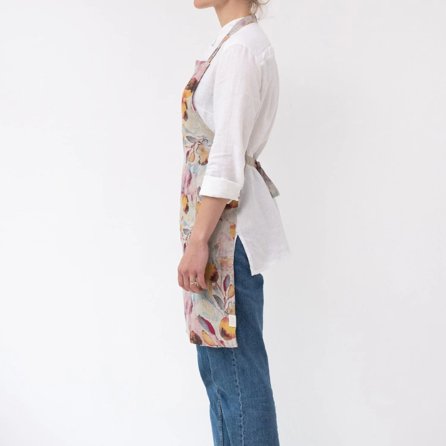 Orange Flow on Natural Linen Daily Apron - Image 2