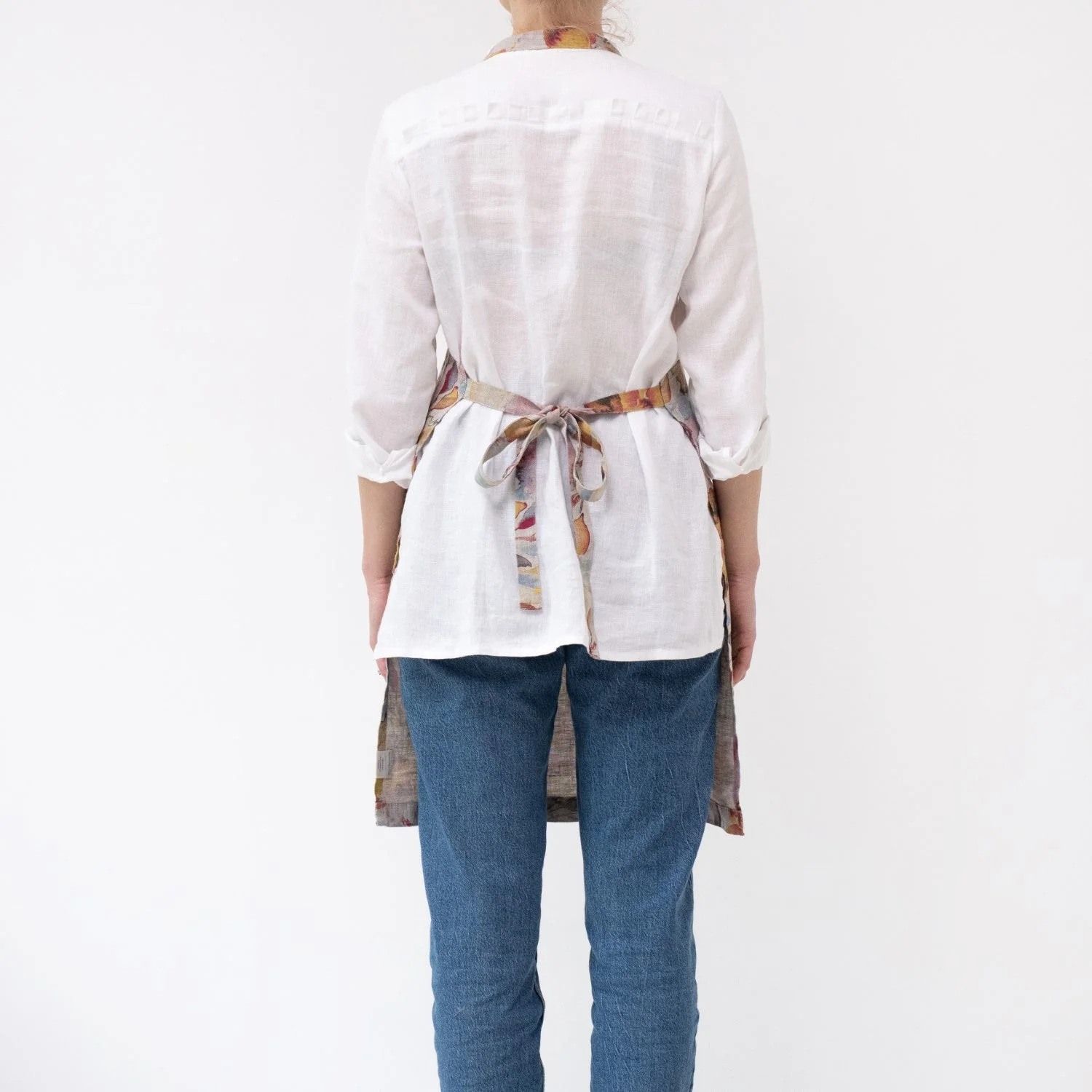Orange Flow on Natural Linen Daily Apron - Image 3