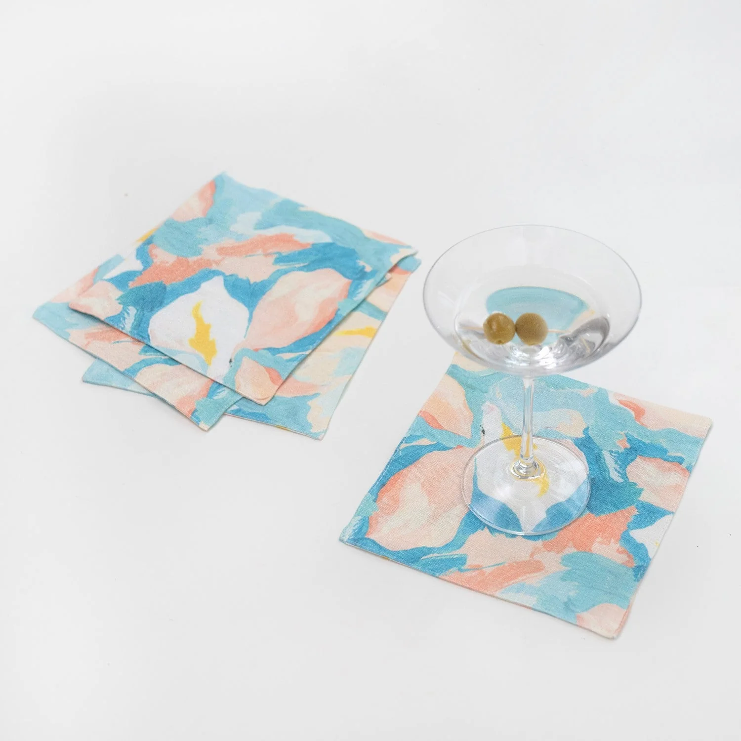 LIMITED EDITION Pastel Iris Linen Coasters Set of 4