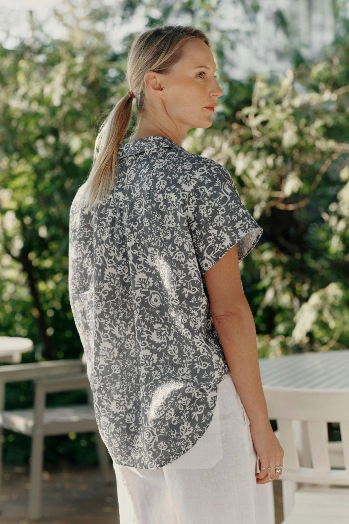 Porcelain Flowers Linen Melody Shirt - Image 3