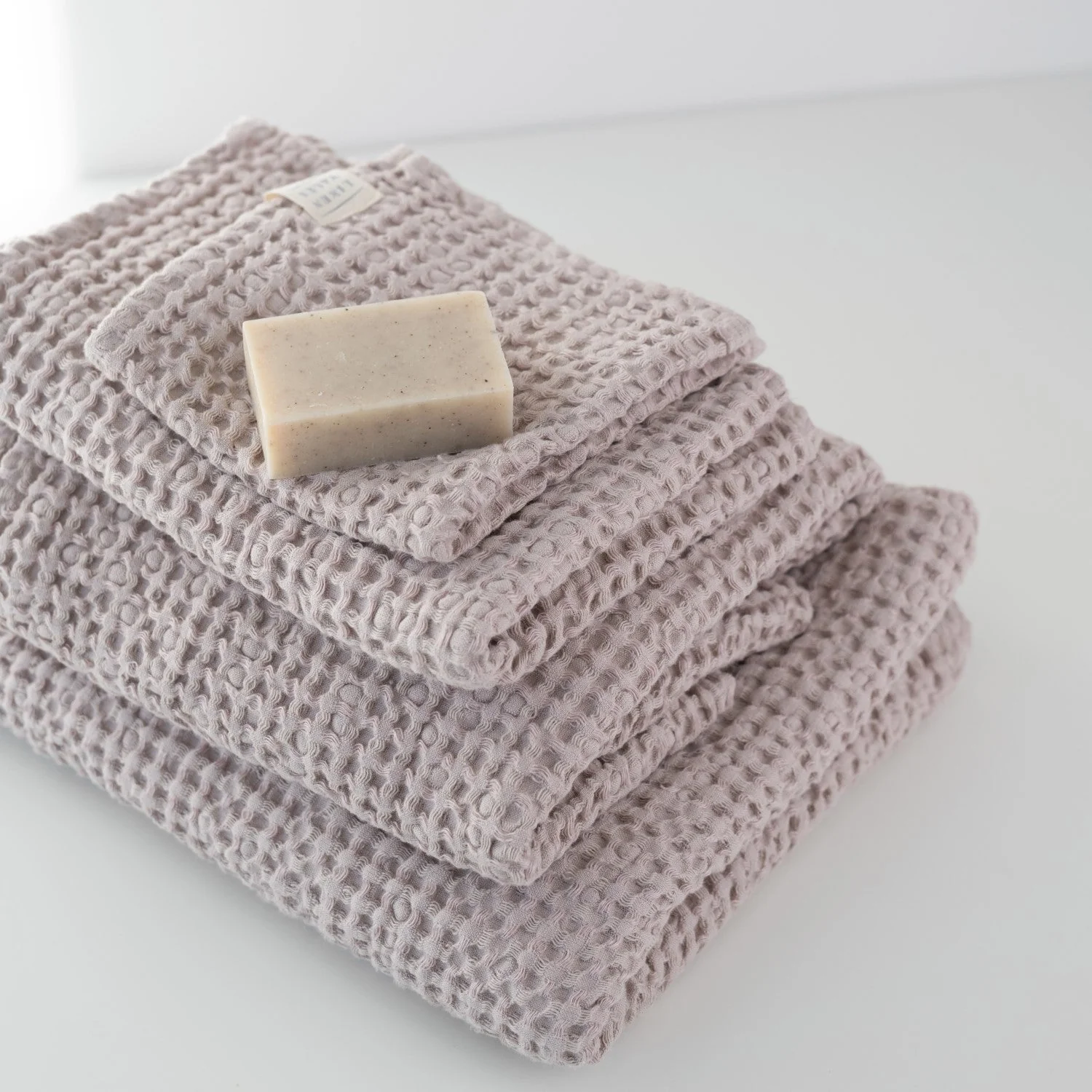 Powder Linen & Cotton Honeycomb Waffle Towel - Image 3