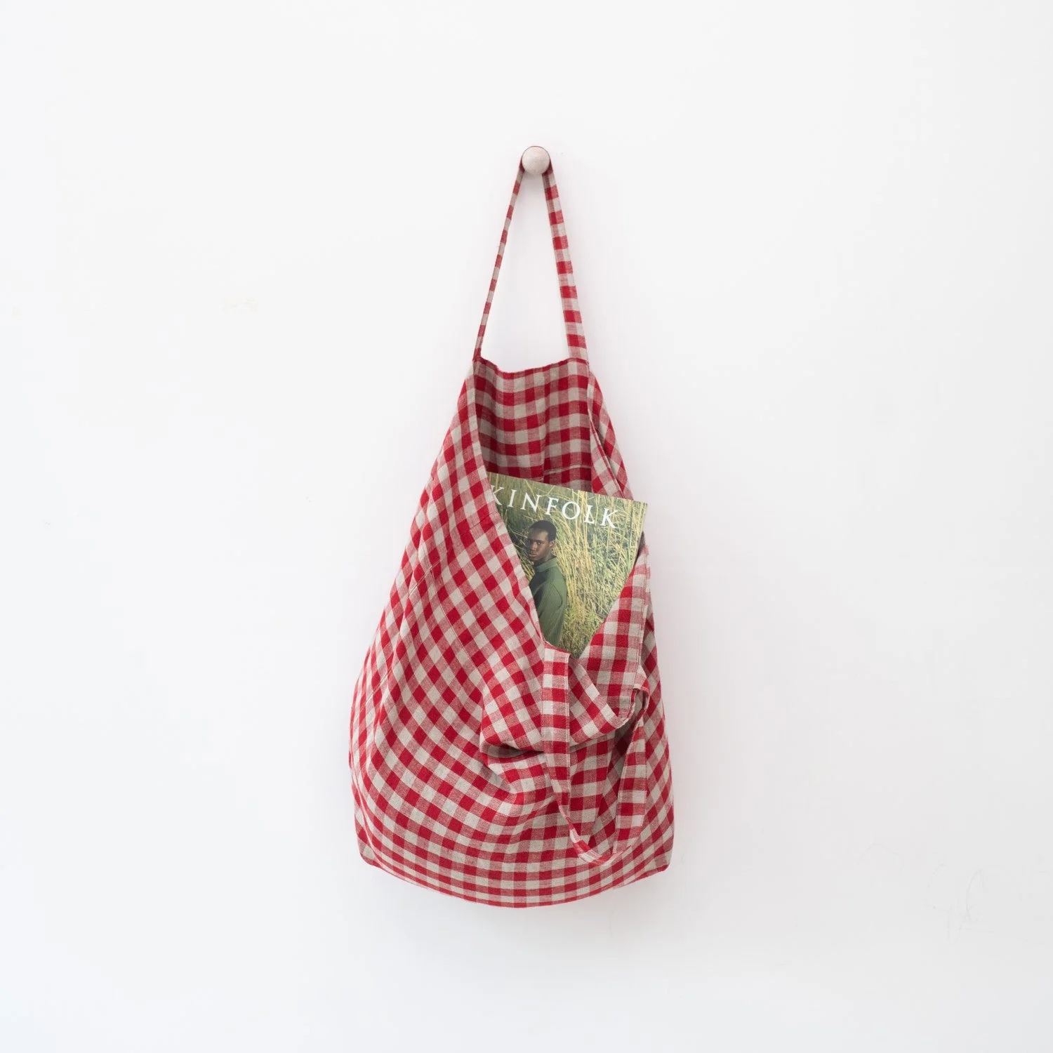 Red Gingham Linen Big Bag - Image 2