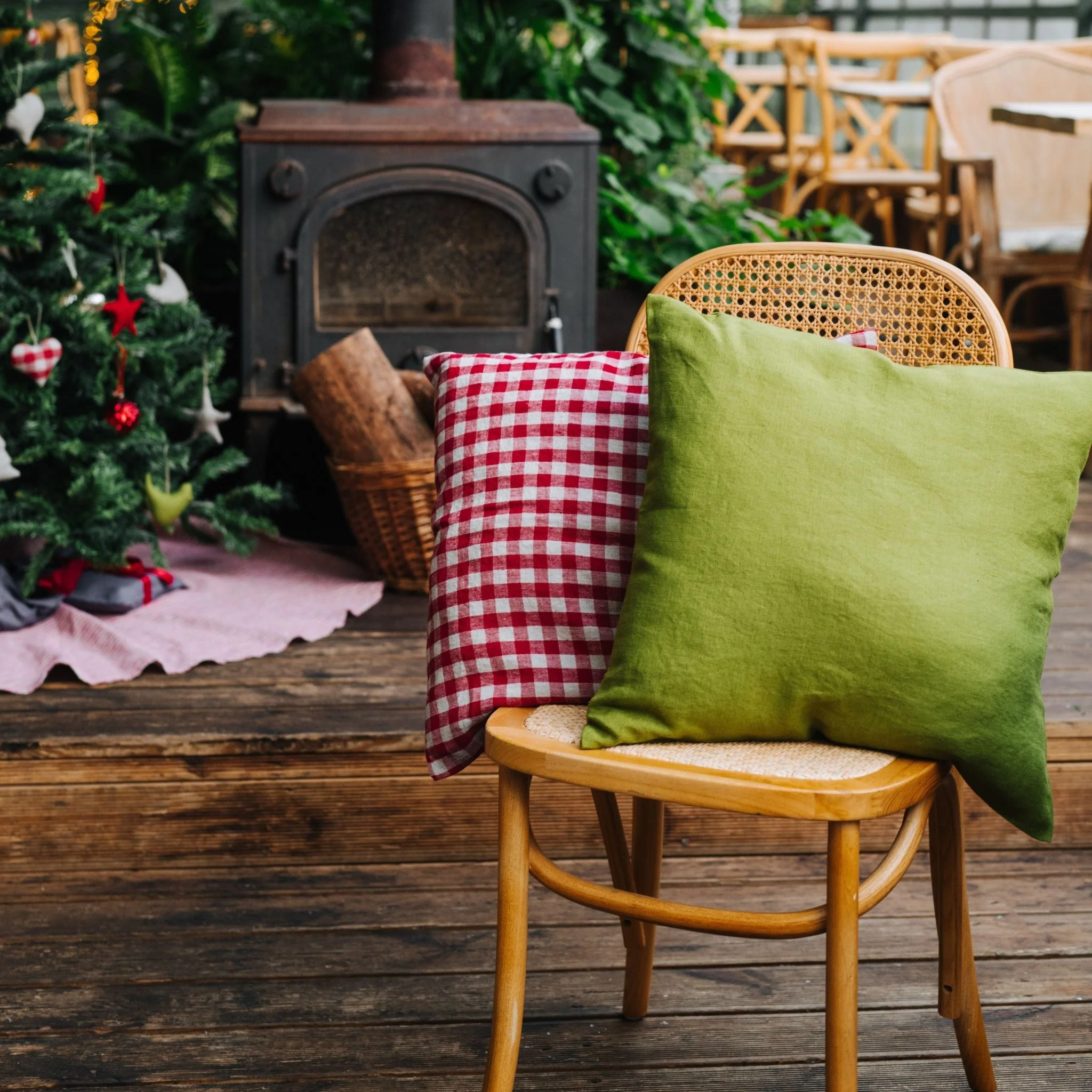 Red Gingham Linen Cushion Cover - Image 3