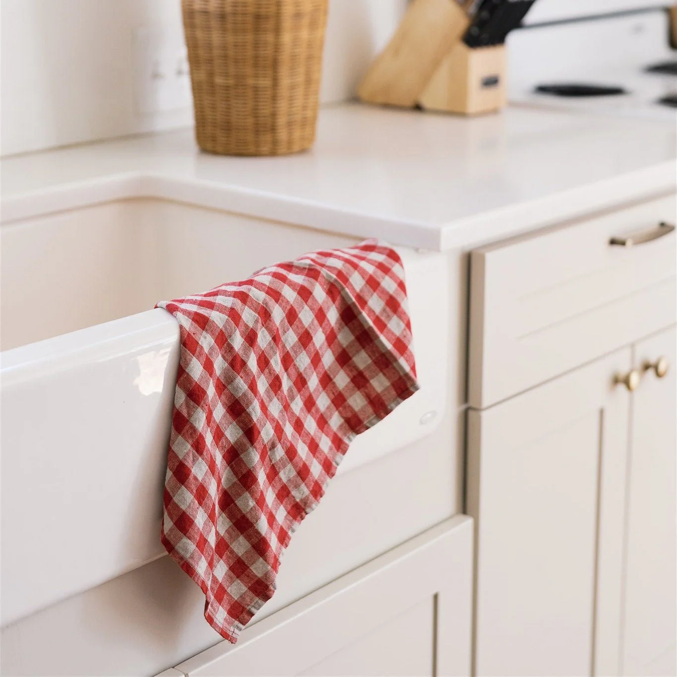 Red Gingham Linen Kitchen Towel - Image 2