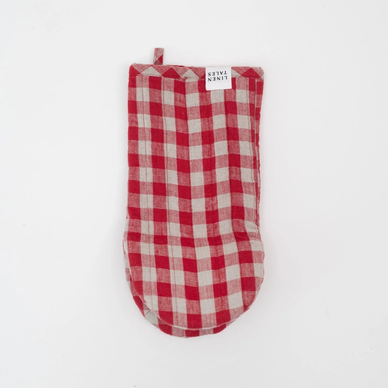 Red Gingham Linen Oven Mitt