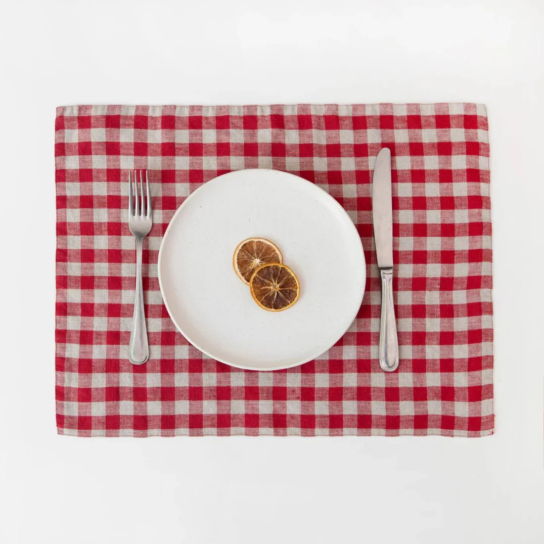 Red Gingham Linen Placemat