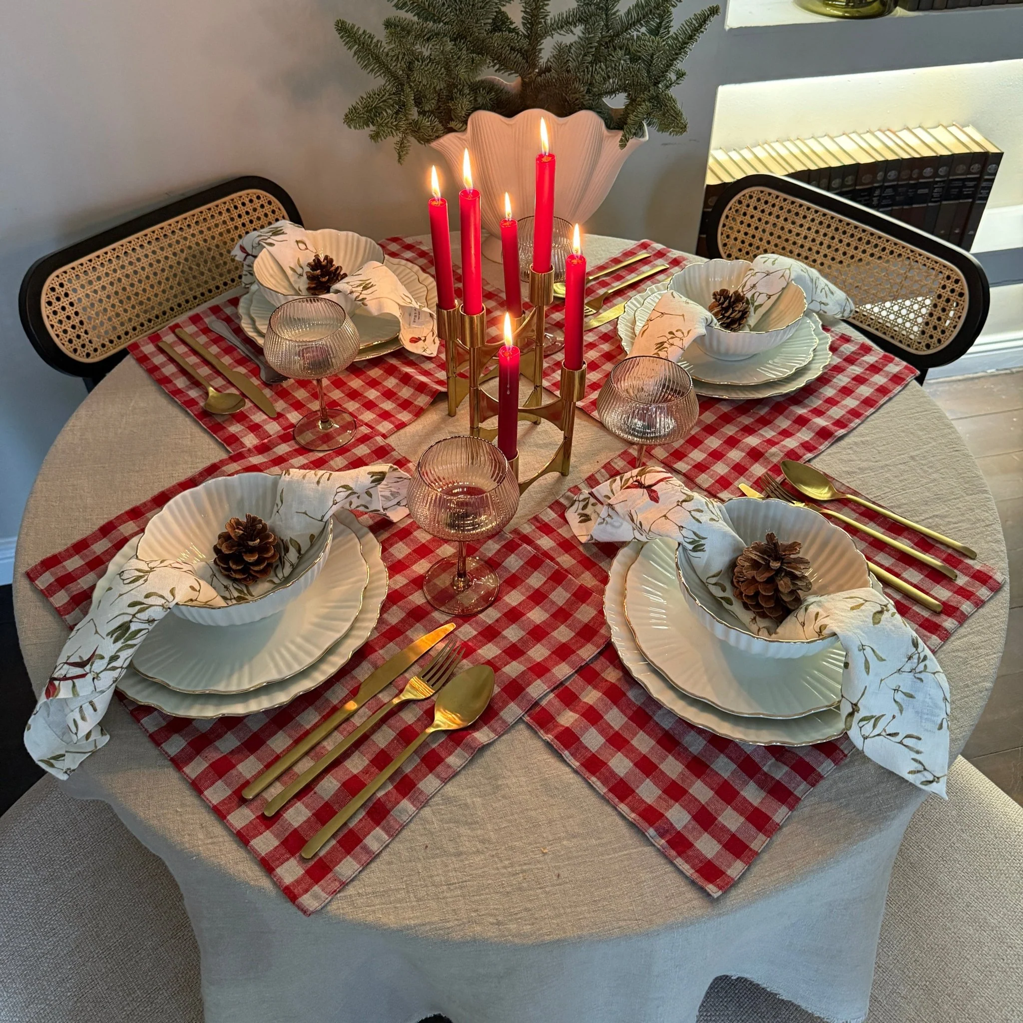 Red Gingham Linen Placemat - Image 2