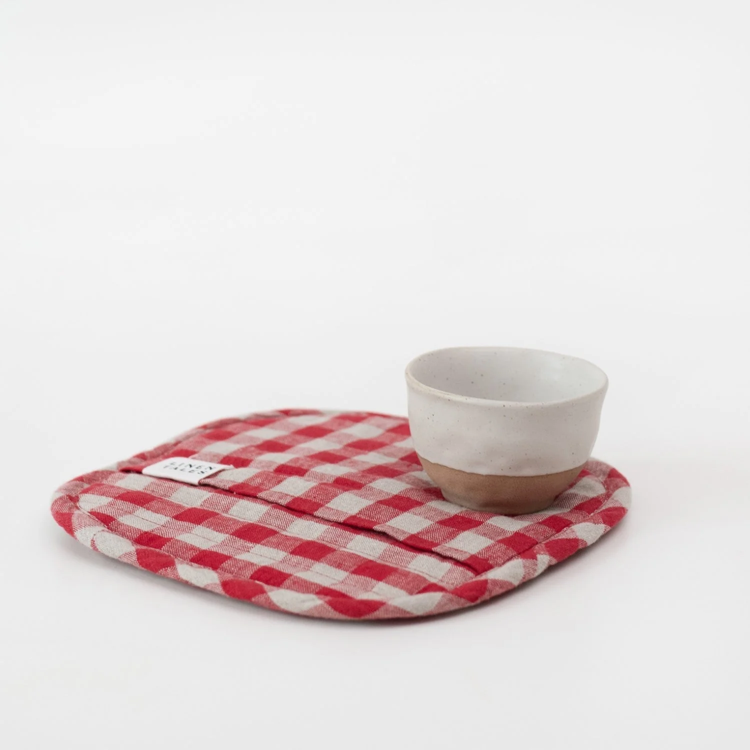 Red Gingham Linen Potholder - Image 3