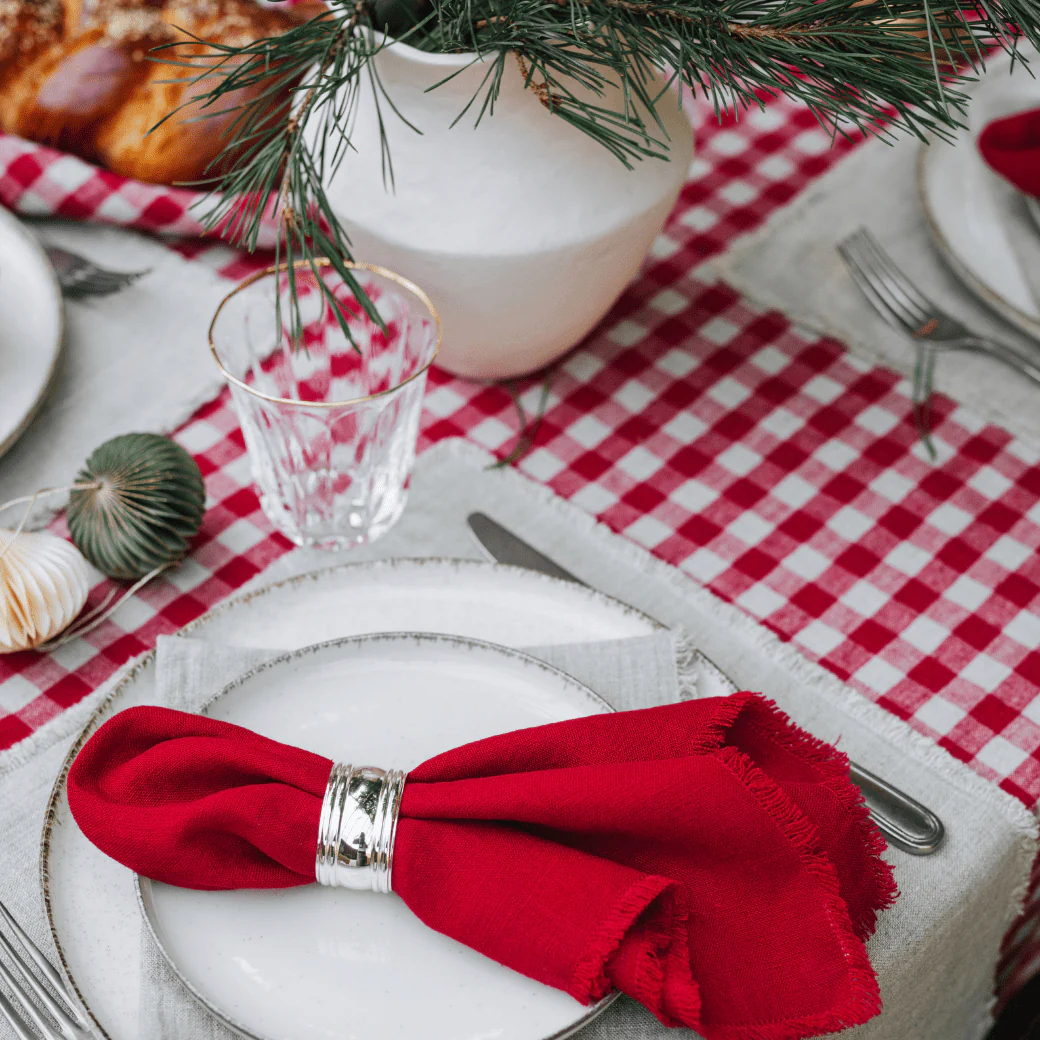 Red Gingham Linen Tablecloth - Image 4