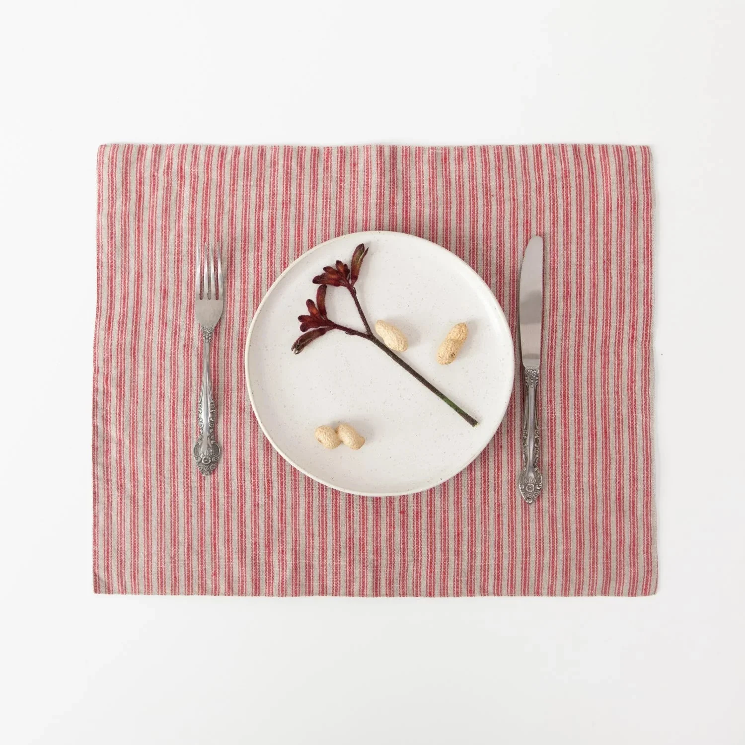 Red Natural Stripes Linen Placemat
