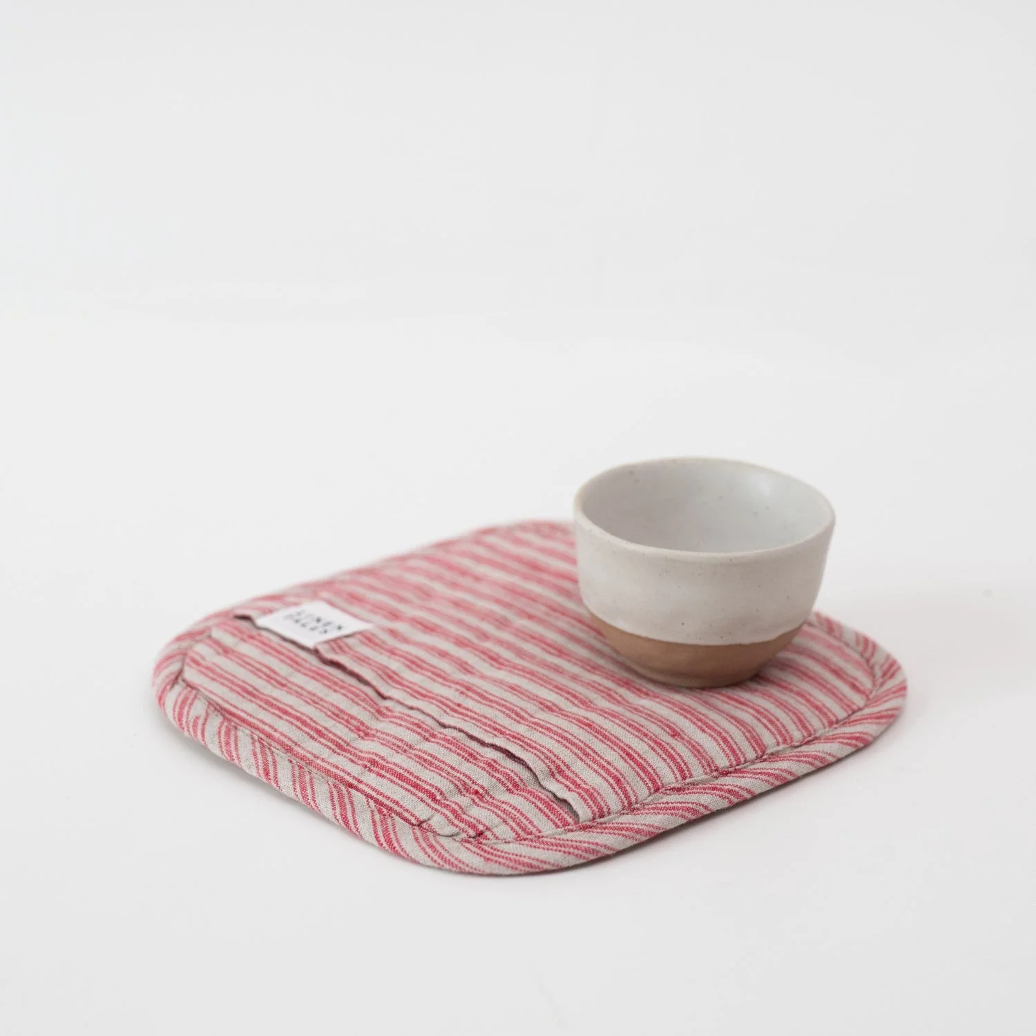 Red Natural Stripes Linen Potholder - Image 3