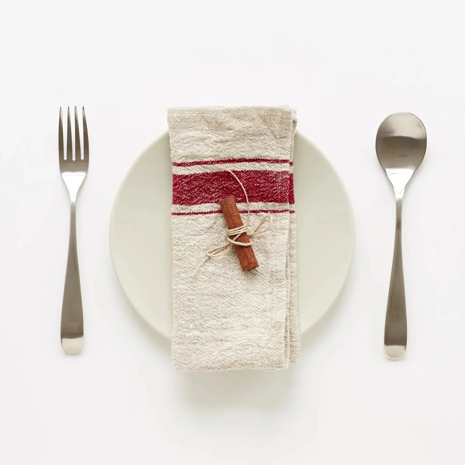 Red Stripe Vintage Linen Napkins Set of 2