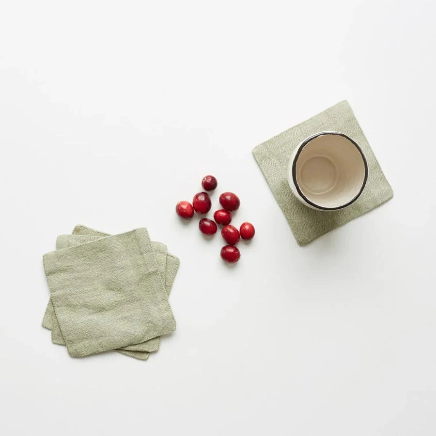 Sage Linen Coasters Set of 4