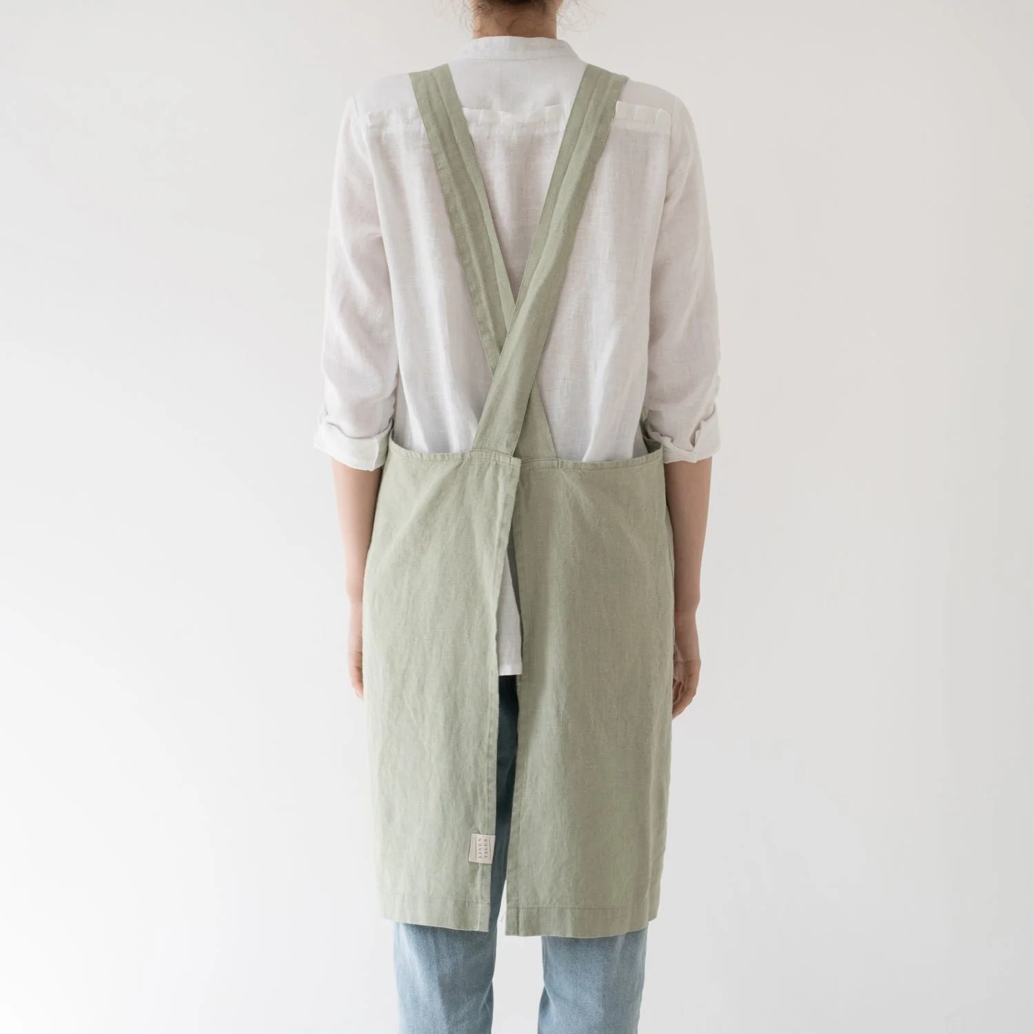 Sage Linen Crossback Apron - Image 2