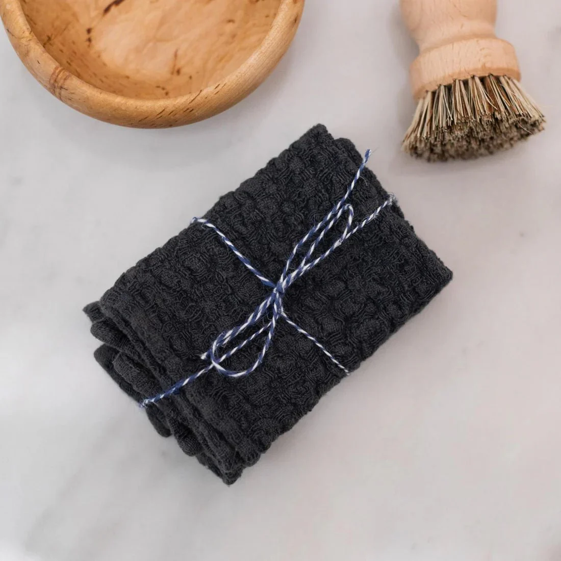 Dark Grey Linen Dishcloth Set of 2