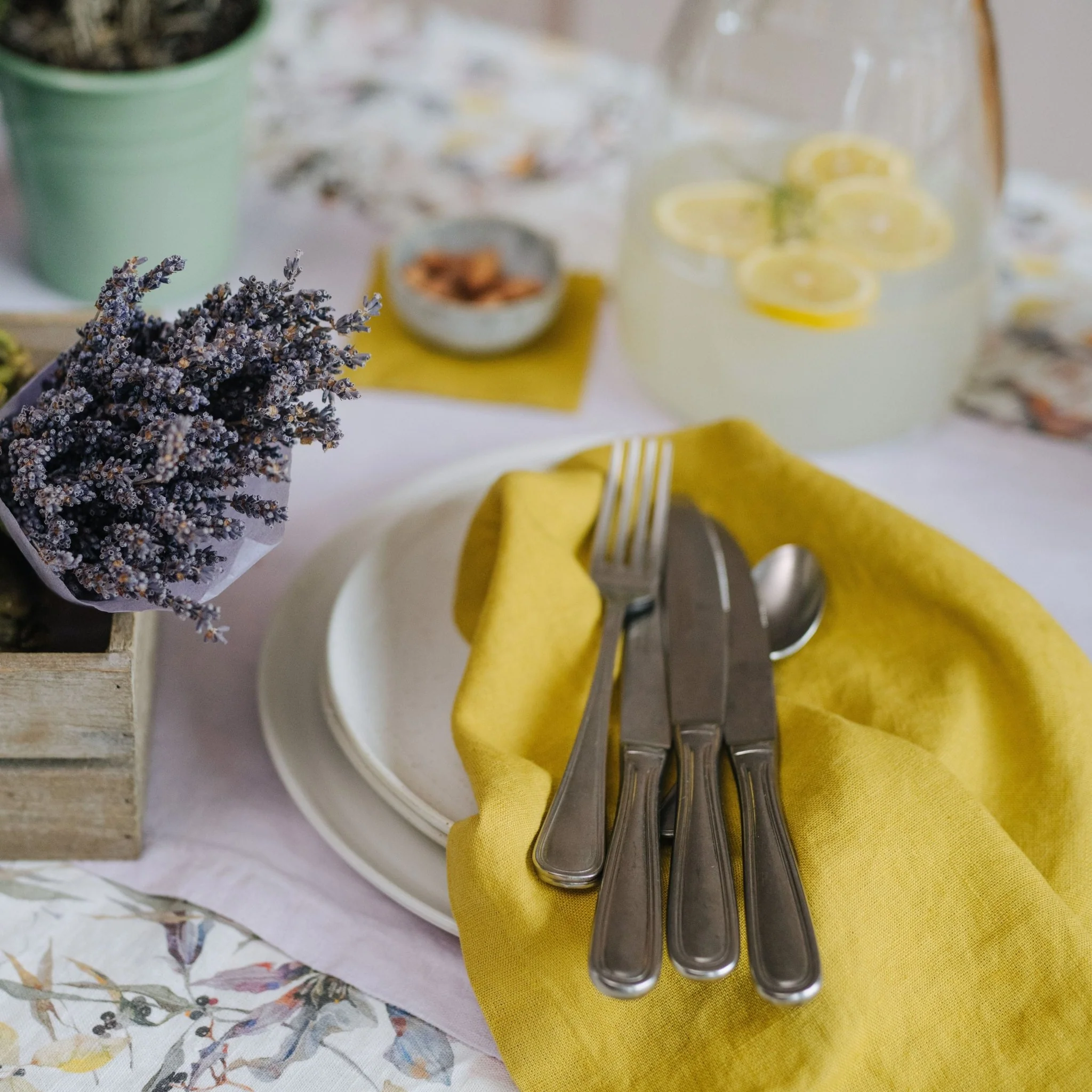 LIMITED EDITION Lemon Curry Linen Napkins Set of 2 - Image 3