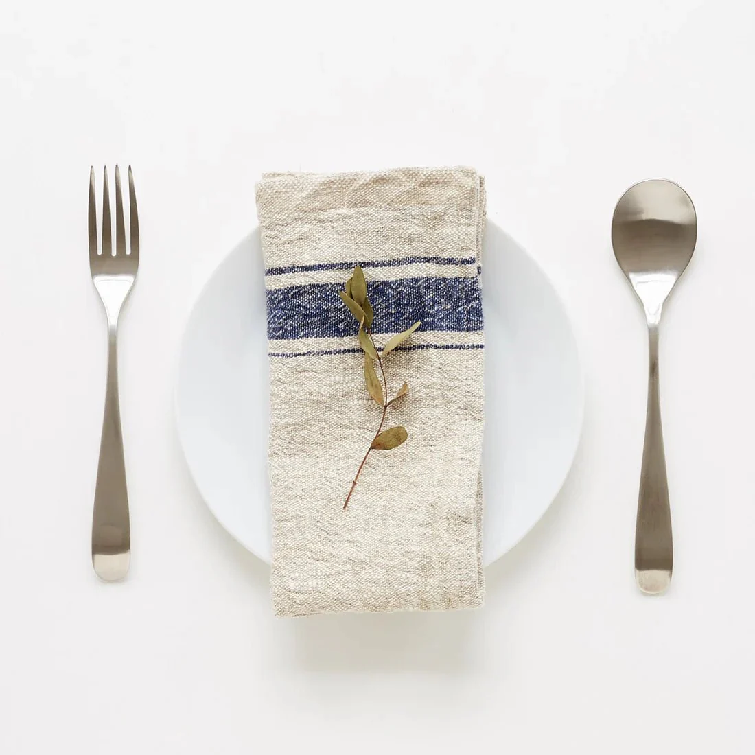 Blue Stripe Vintage Linen Napkins Set of 2