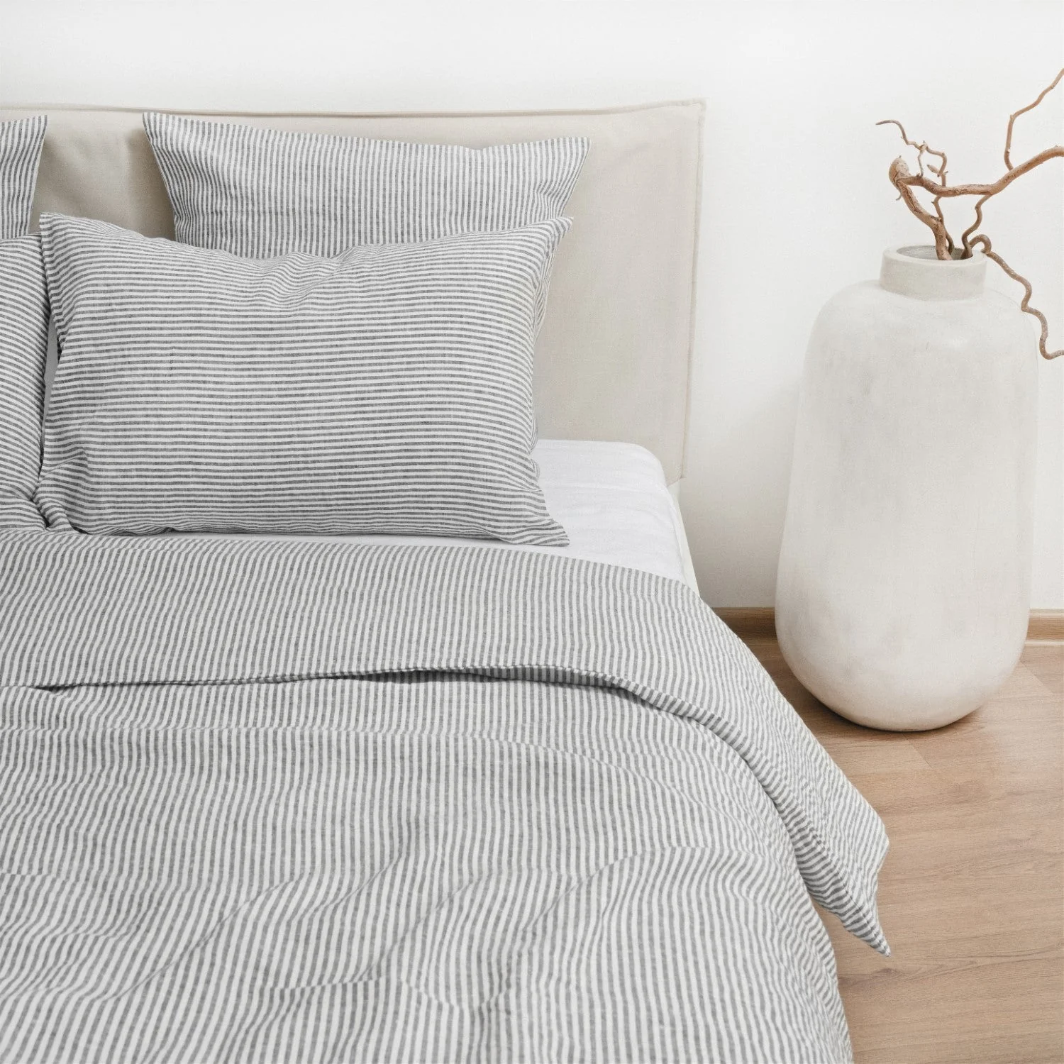 Thin Black Stripes Linen Duvet Cover Set - Image 6