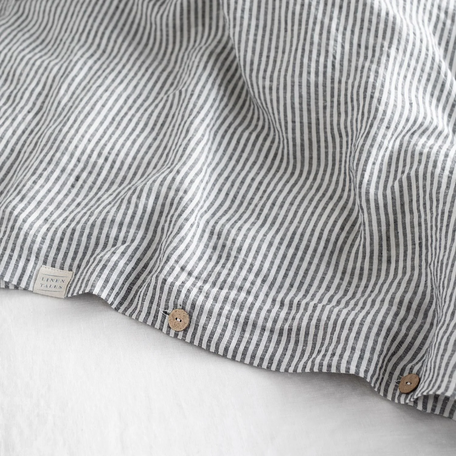 Thin Black Stripes Linen Duvet Cover Set - Image 7