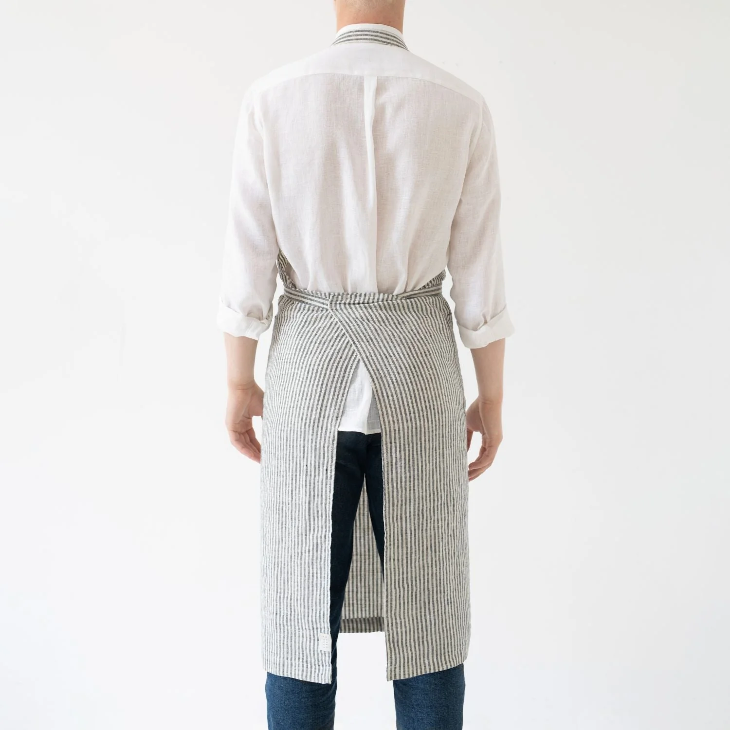 Thin Black Stripes Linen Chef Apron - Image 3