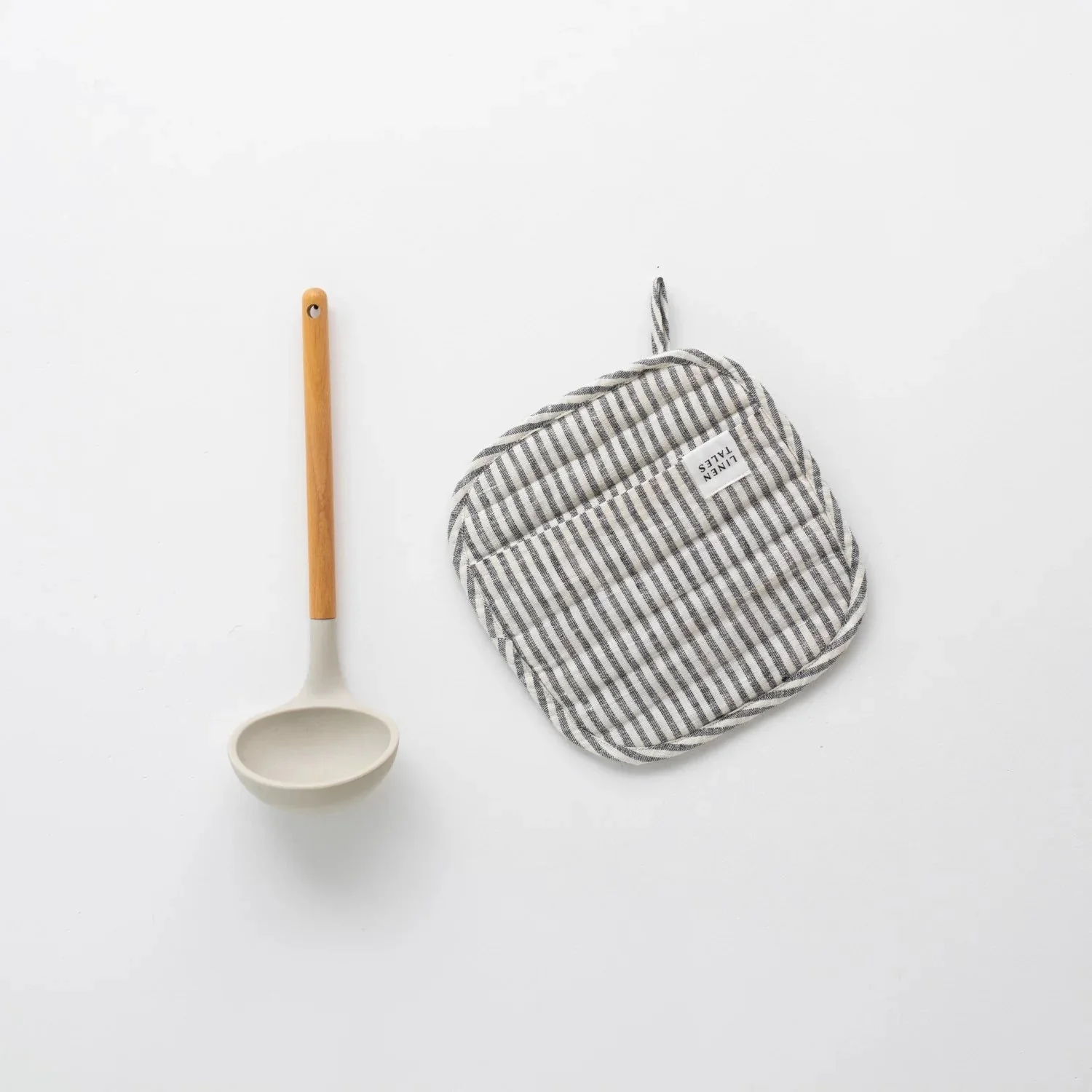 Thin Black Stripes Linen Potholder