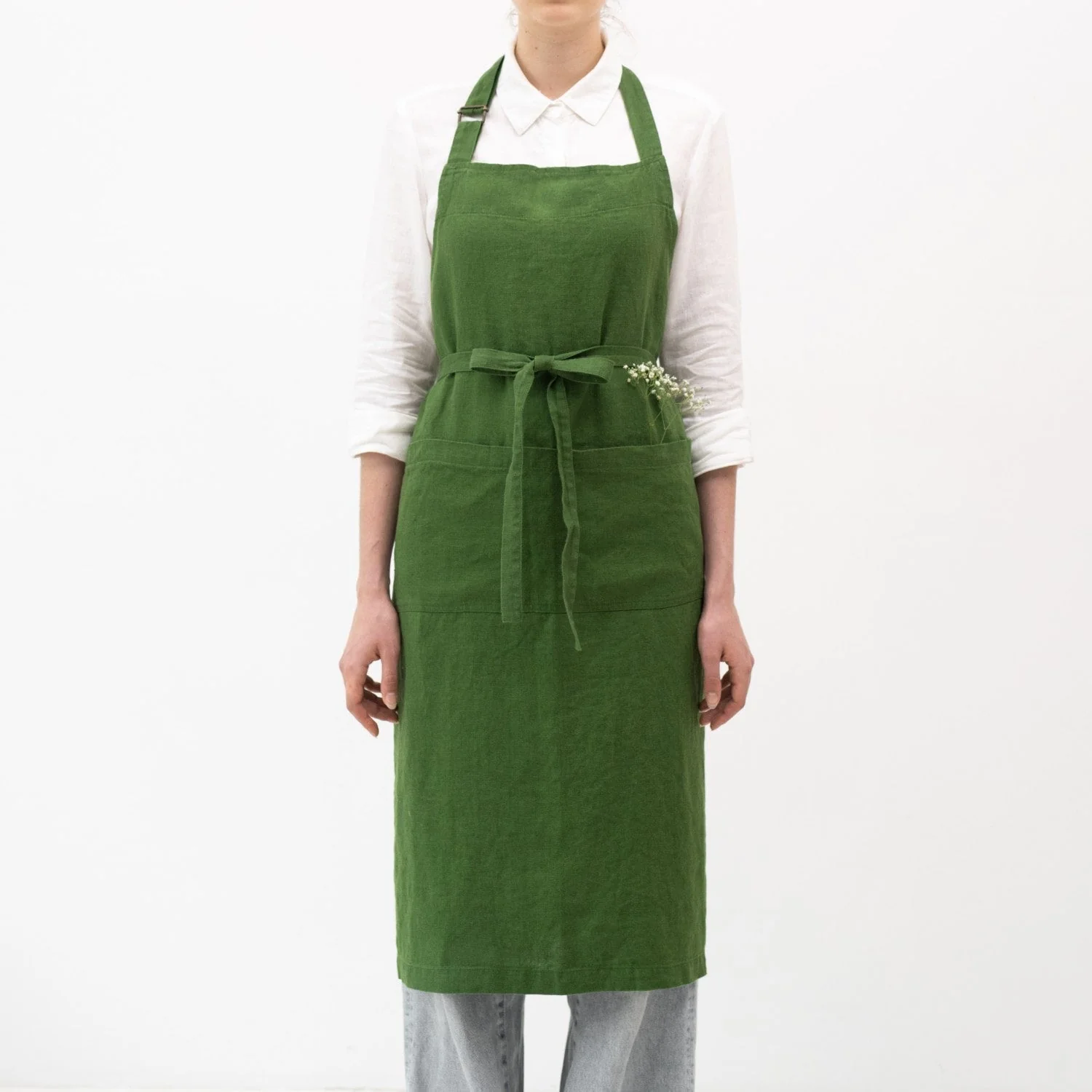 True Green Linen Chef Apron
