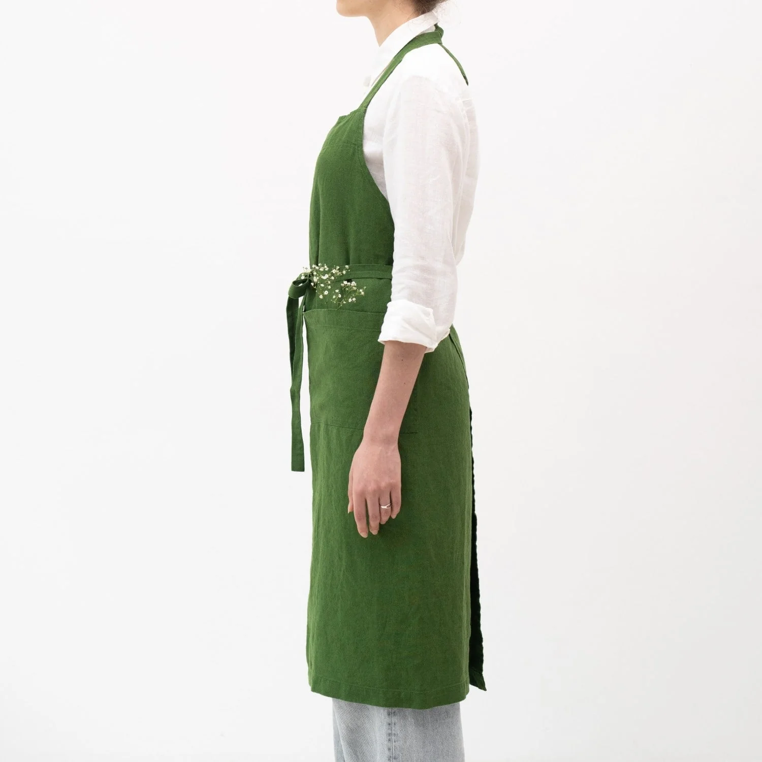 True Green Linen Chef Apron - Image 2