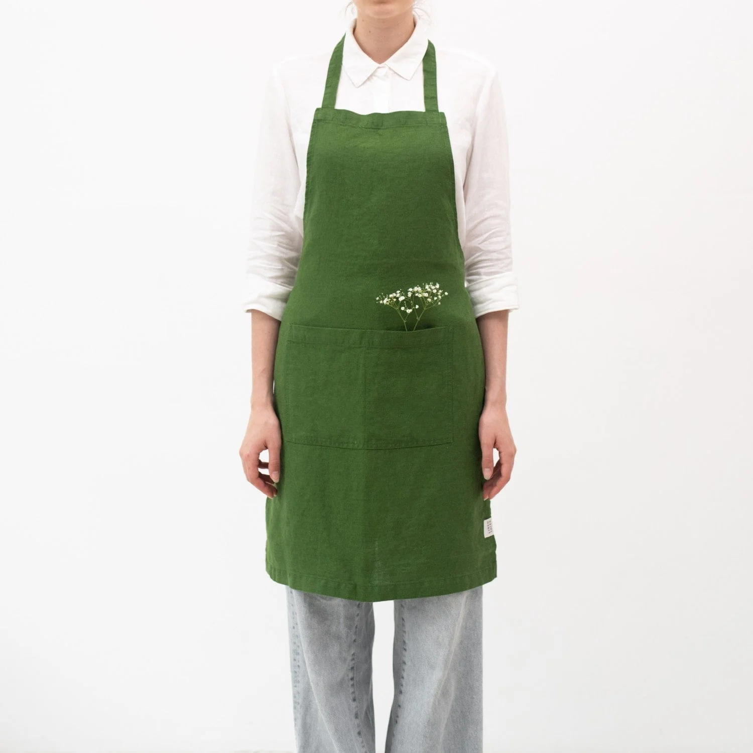 True Green Linen Daily Apron