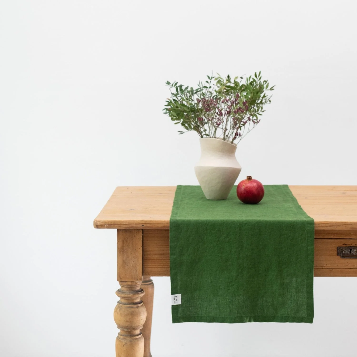 True Green Linen Table Runner