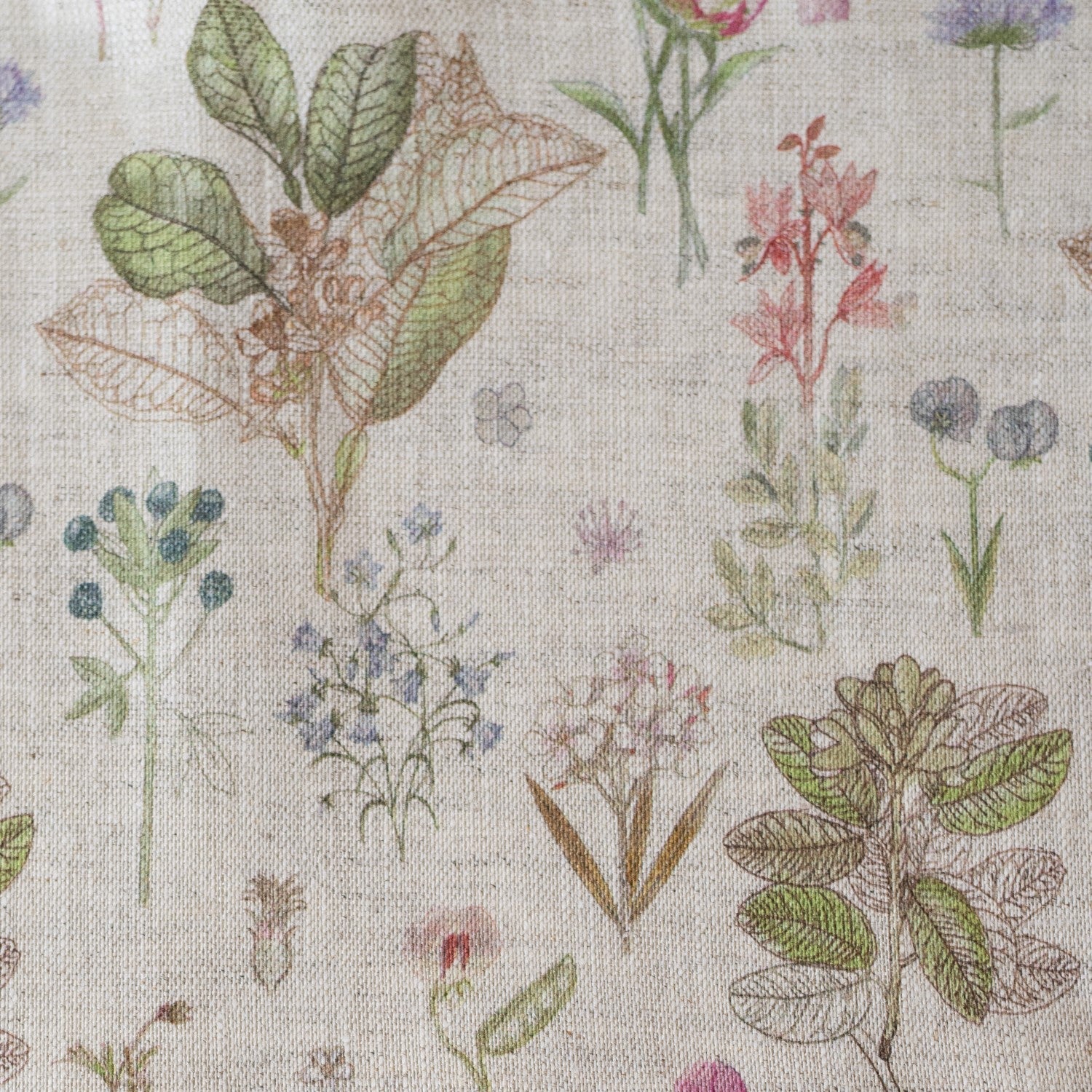 Unwashed Botany on Light Natural Linen Fabric 185 g/sq.m