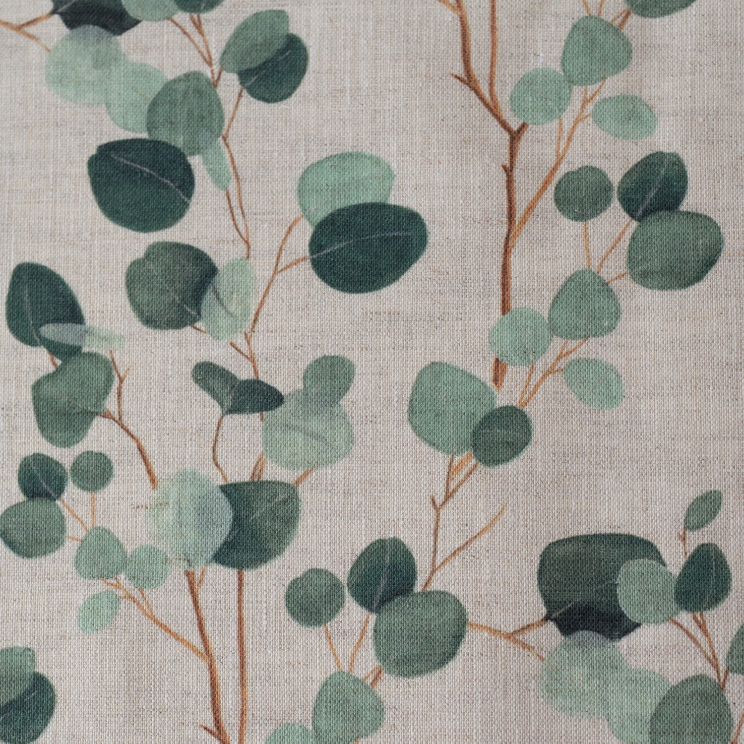 Unwashed Eucalyptus on Light Natural Linen Fabric 185 g/sq.m