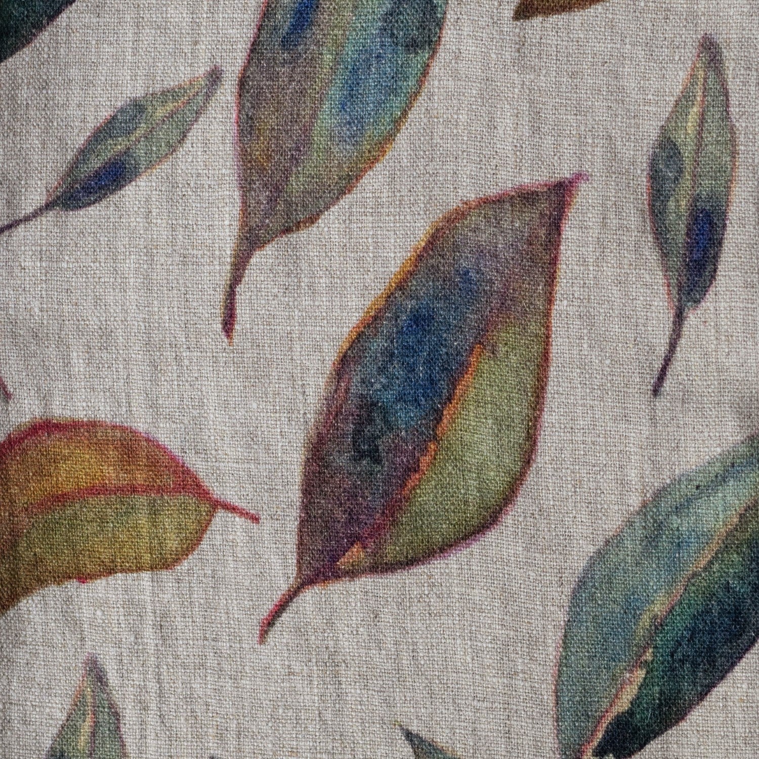 Unwashed Golden Fall on Dark Natural Linen Fabric 240 g/sq.m