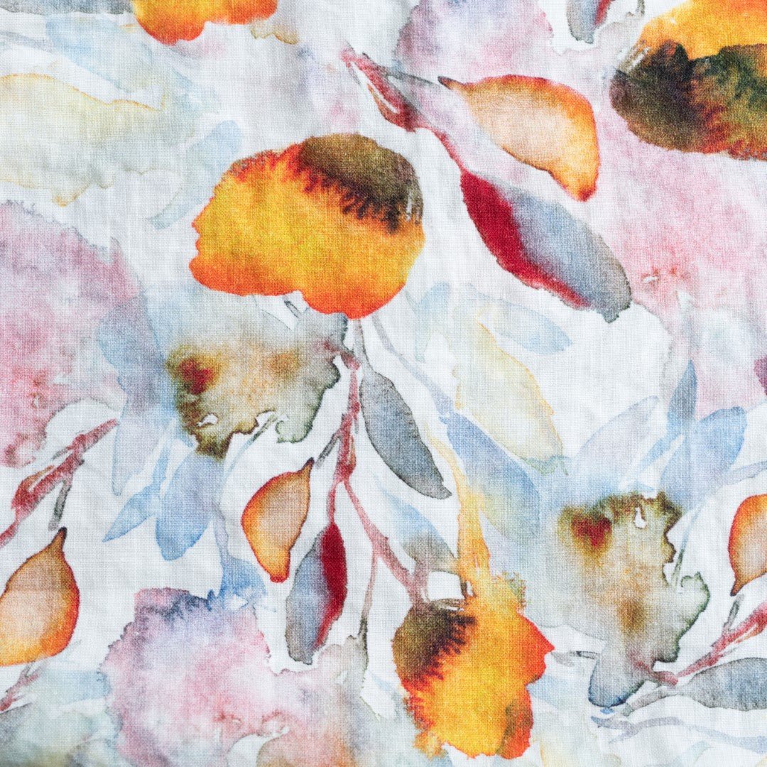 Unwashed LIMITED EDITION Orange Flow Linen Fabric 185 g/sq.m