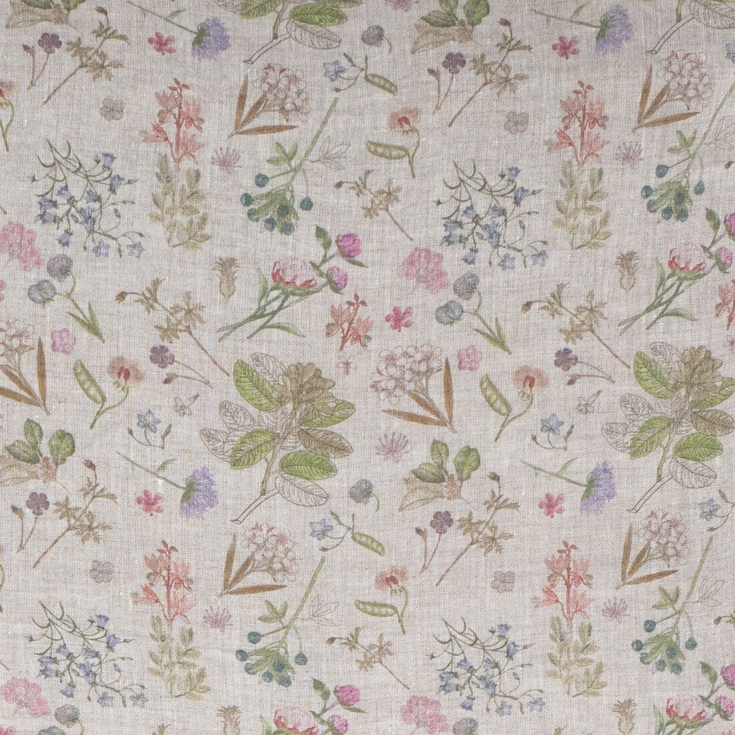Unwashed Wide Botani on Light Natural Linen Fabric 160 g/sq.m